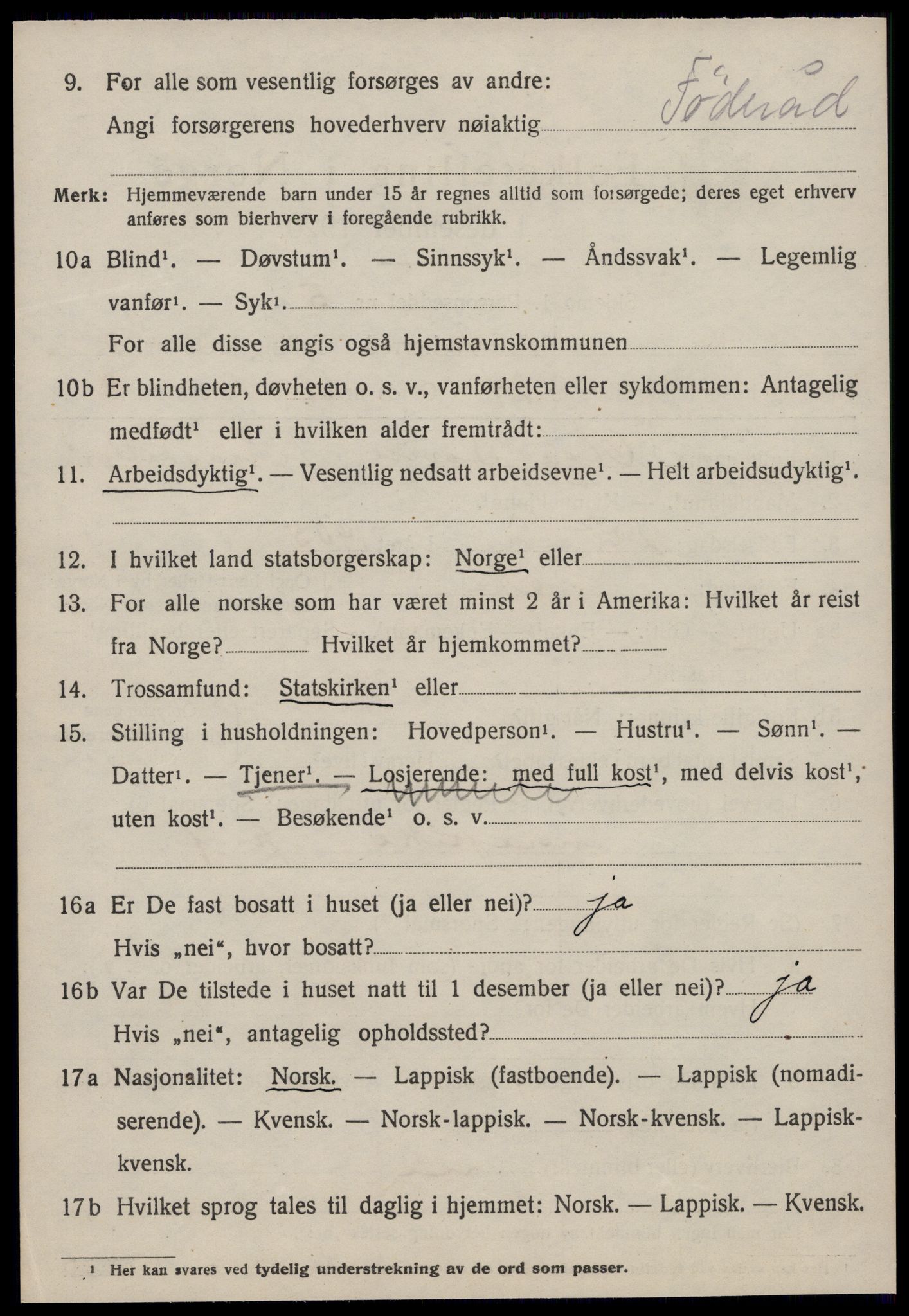 SAT, 1920 census for Å, 1920, p. 2071