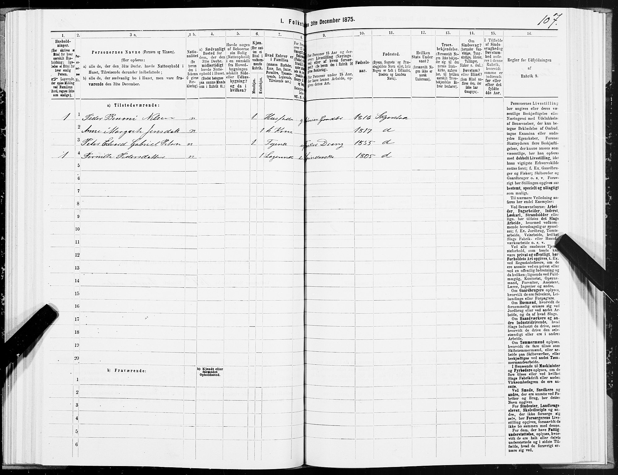 SAT, 1875 census for 1842P Skjerstad, 1875, p. 3107