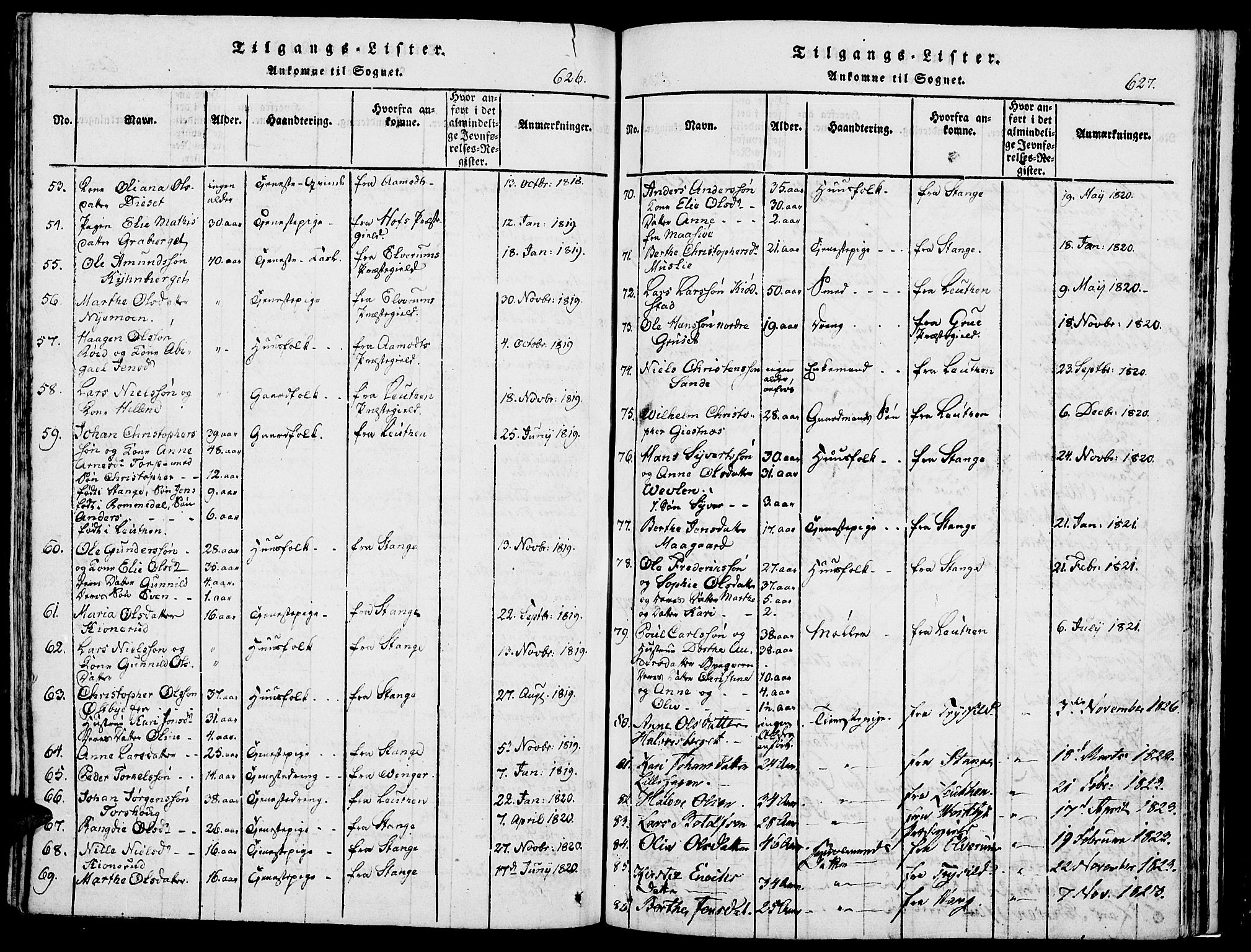 Romedal prestekontor, SAH/PREST-004/K/L0002: Parish register (official) no. 2, 1814-1828, p. 626-627