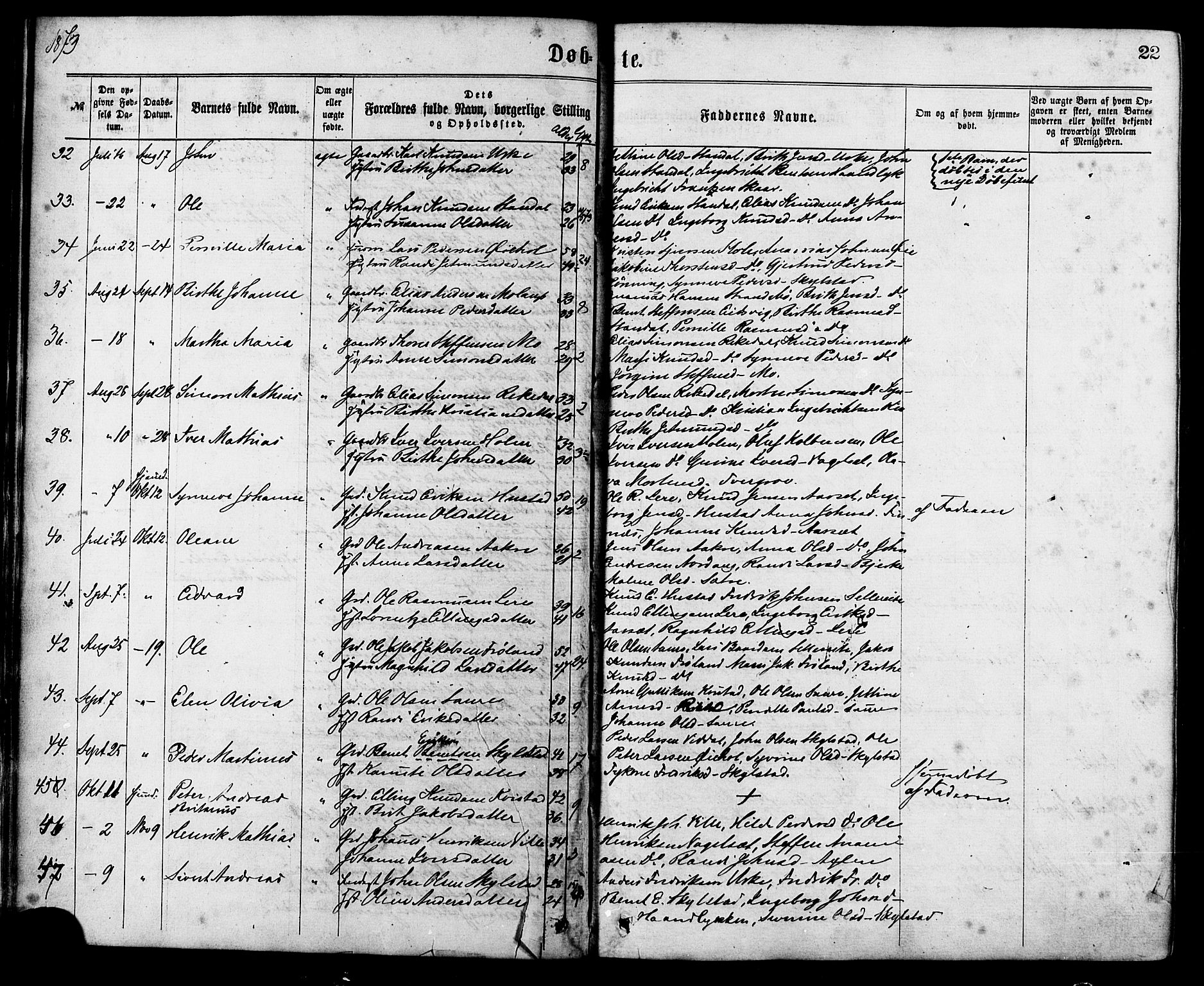 Ministerialprotokoller, klokkerbøker og fødselsregistre - Møre og Romsdal, SAT/A-1454/515/L0210: Parish register (official) no. 515A06, 1868-1885, p. 22