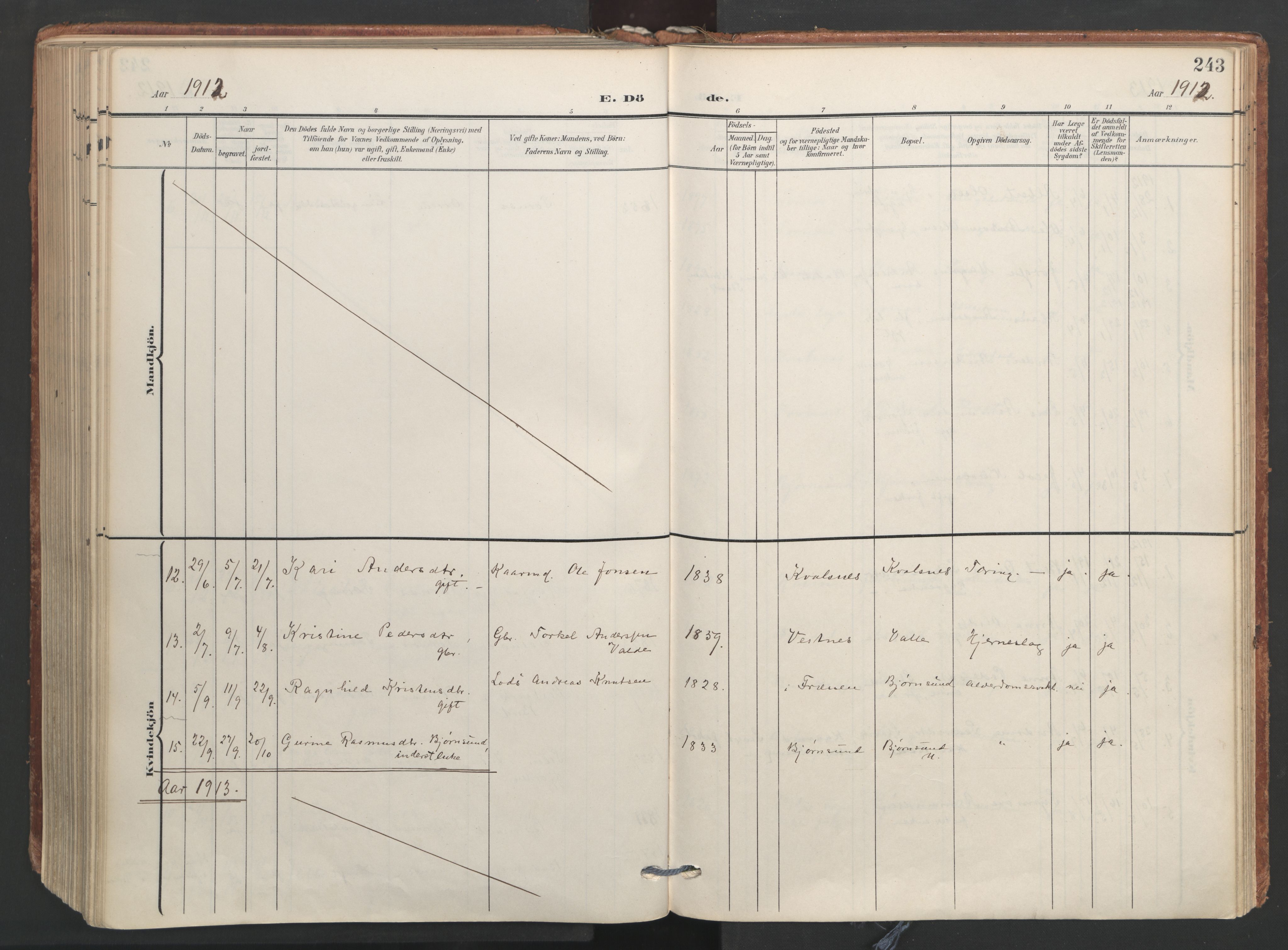 Ministerialprotokoller, klokkerbøker og fødselsregistre - Møre og Romsdal, SAT/A-1454/565/L0751: Parish register (official) no. 565A05, 1905-1979, p. 243