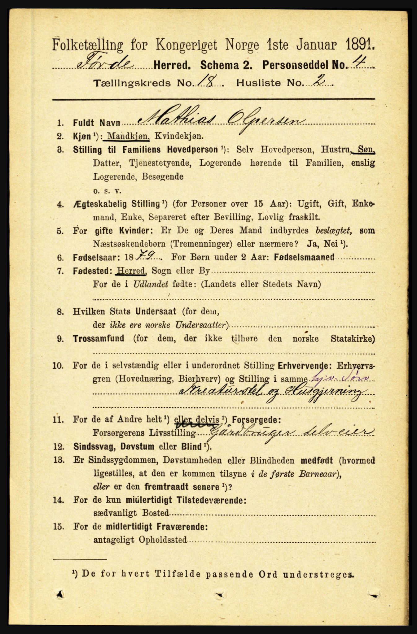 RA, 1891 census for 1432 Førde, 1891, p. 6379