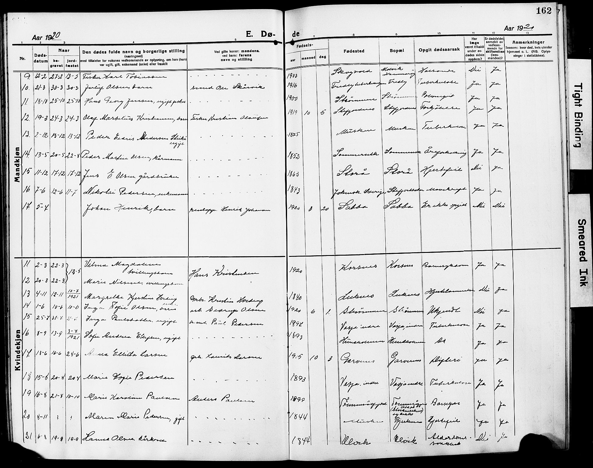 Ministerialprotokoller, klokkerbøker og fødselsregistre - Nordland, AV/SAT-A-1459/861/L0878: Parish register (copy) no. 861C04, 1917-1928, p. 162