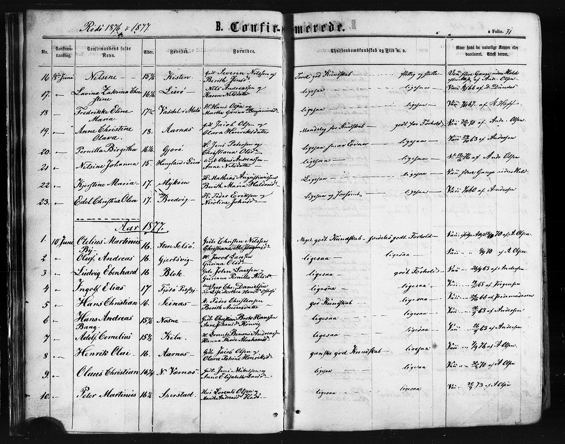 Ministerialprotokoller, klokkerbøker og fødselsregistre - Nordland, SAT/A-1459/841/L0607: Parish register (official) no. 841A11 /1, 1863-1877, p. 31