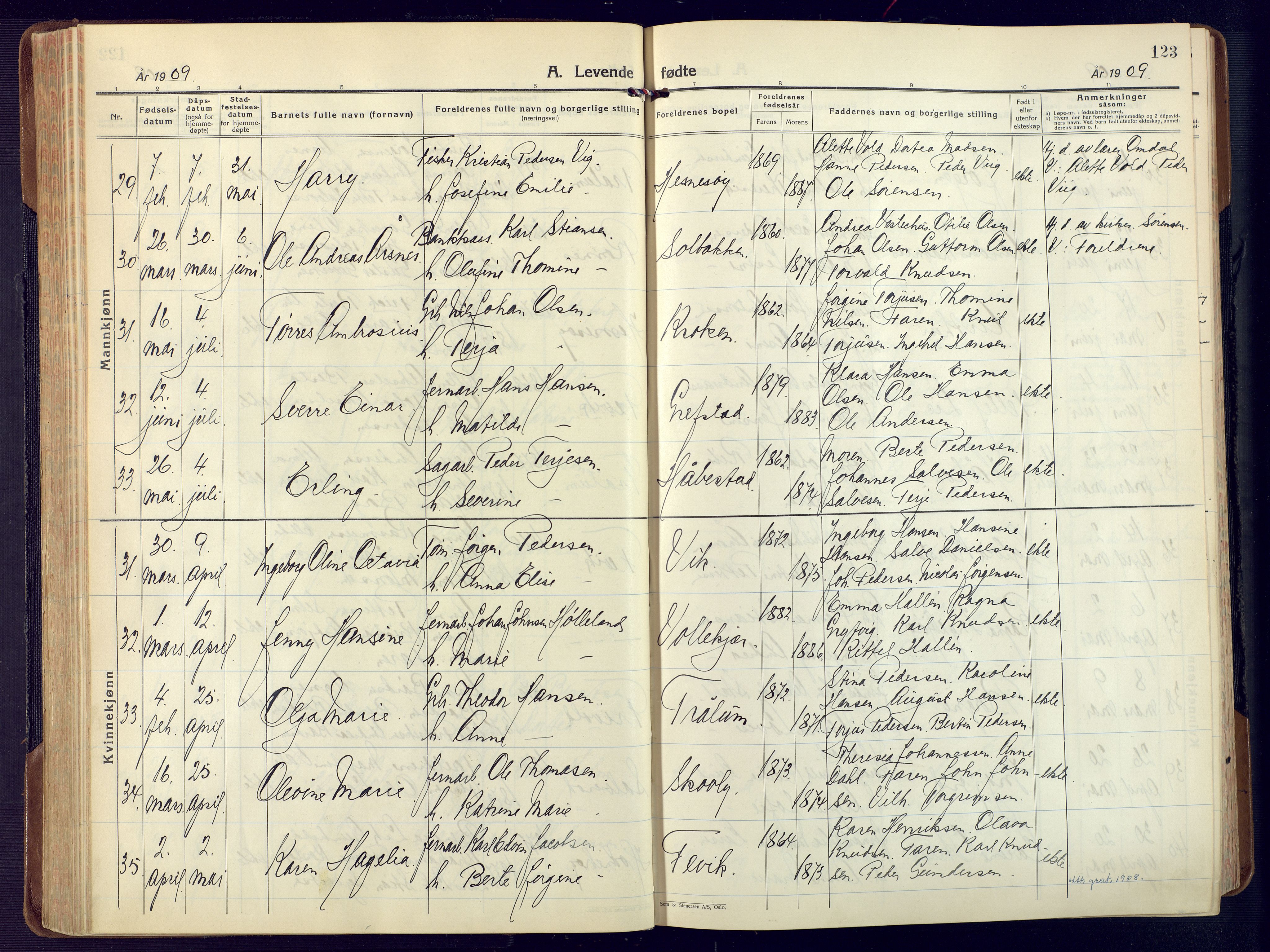 Fjære sokneprestkontor, SAK/1111-0011/F/Fa/L0004: Parish register (official) no. A 4, 1902-1925, p. 123