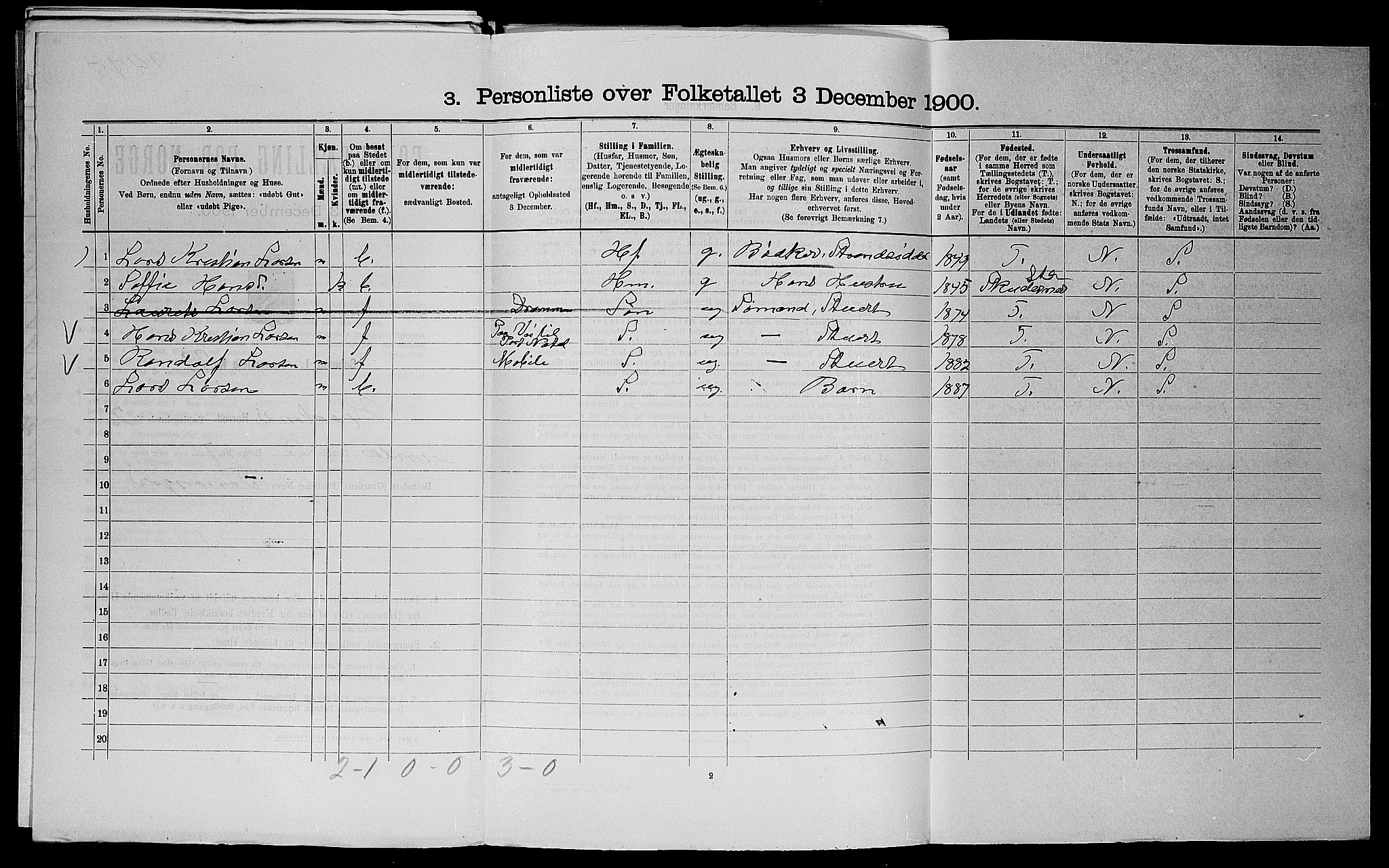 SAST, 1900 census for Haaland, 1900, p. 448