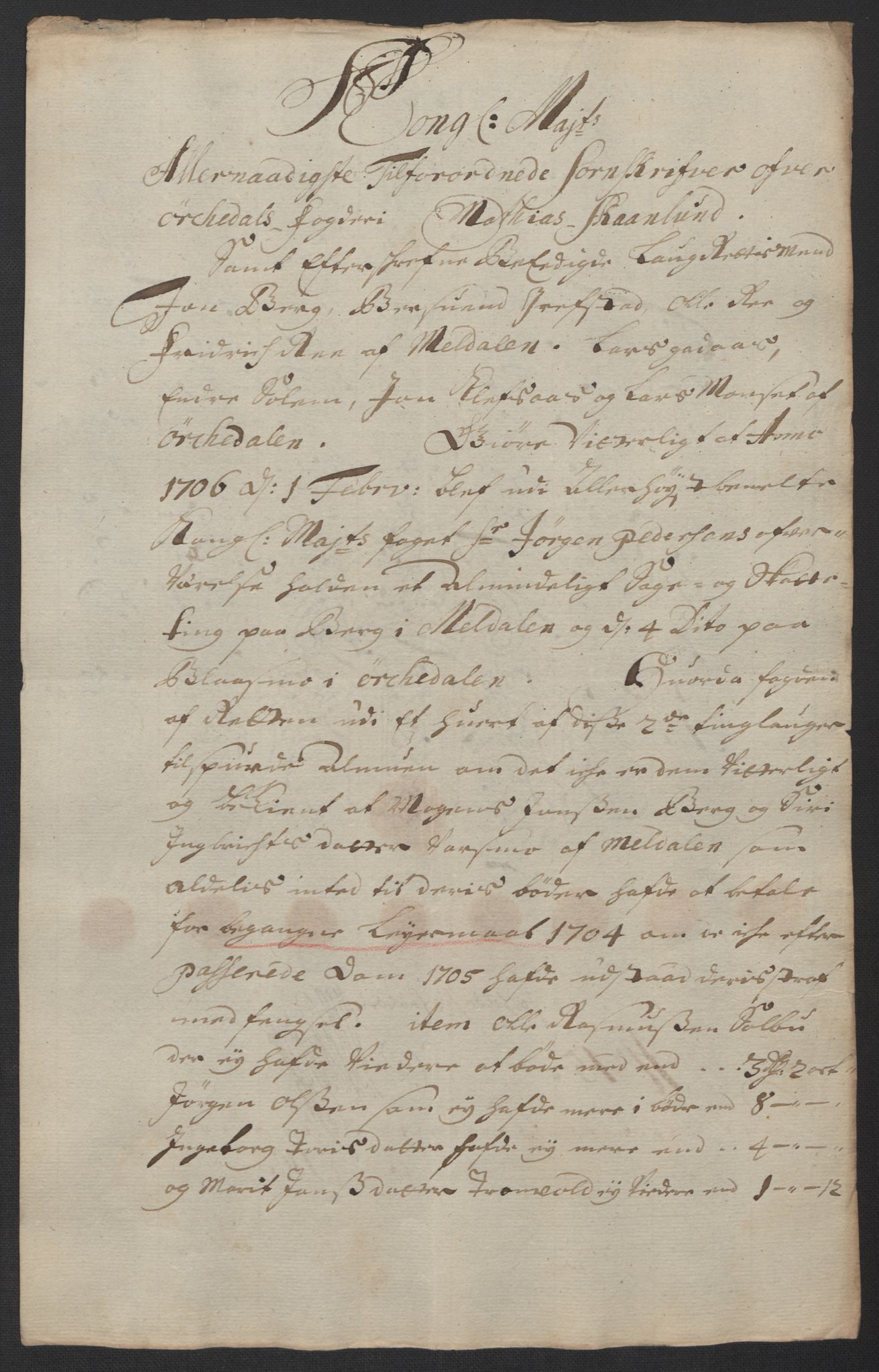 Rentekammeret inntil 1814, Reviderte regnskaper, Fogderegnskap, RA/EA-4092/R60/L3955: Fogderegnskap Orkdal og Gauldal, 1705, p. 193