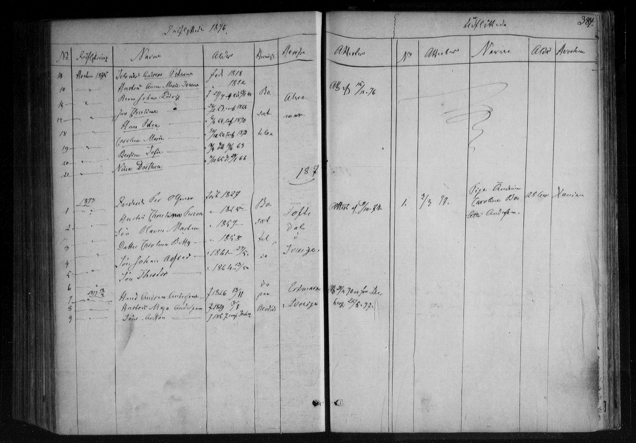 Berg prestekontor Kirkebøker, AV/SAO-A-10902/F/Fa/L0005: Parish register (official) no. I 5, 1861-1877, p. 384