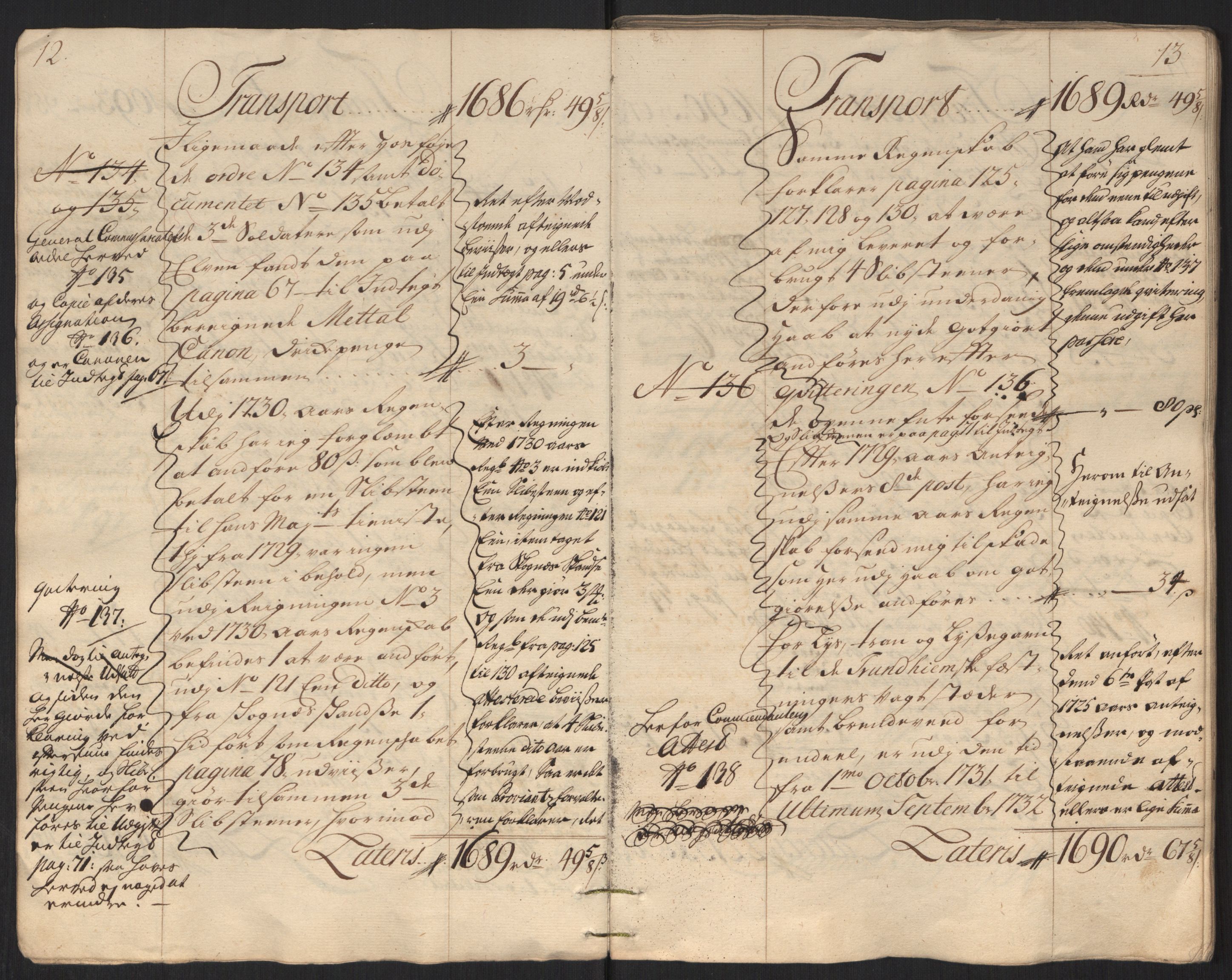 Rentekammeret inntil 1814, Reviderte regnskaper, Militære regnskaper, AV/RA-EA-4069/Rd/L0649: Trondheim festningsregnskaper, 1731, p. 12-13