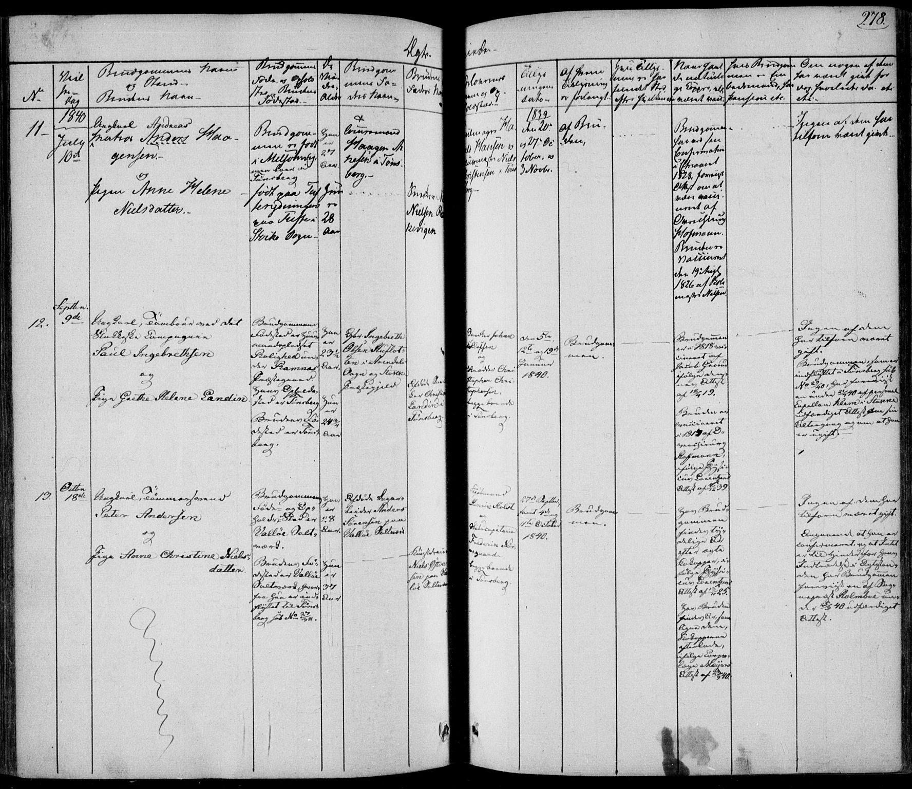 Tønsberg kirkebøker, AV/SAKO-A-330/F/Fa/L0006: Parish register (official) no. I 6, 1836-1844, p. 278