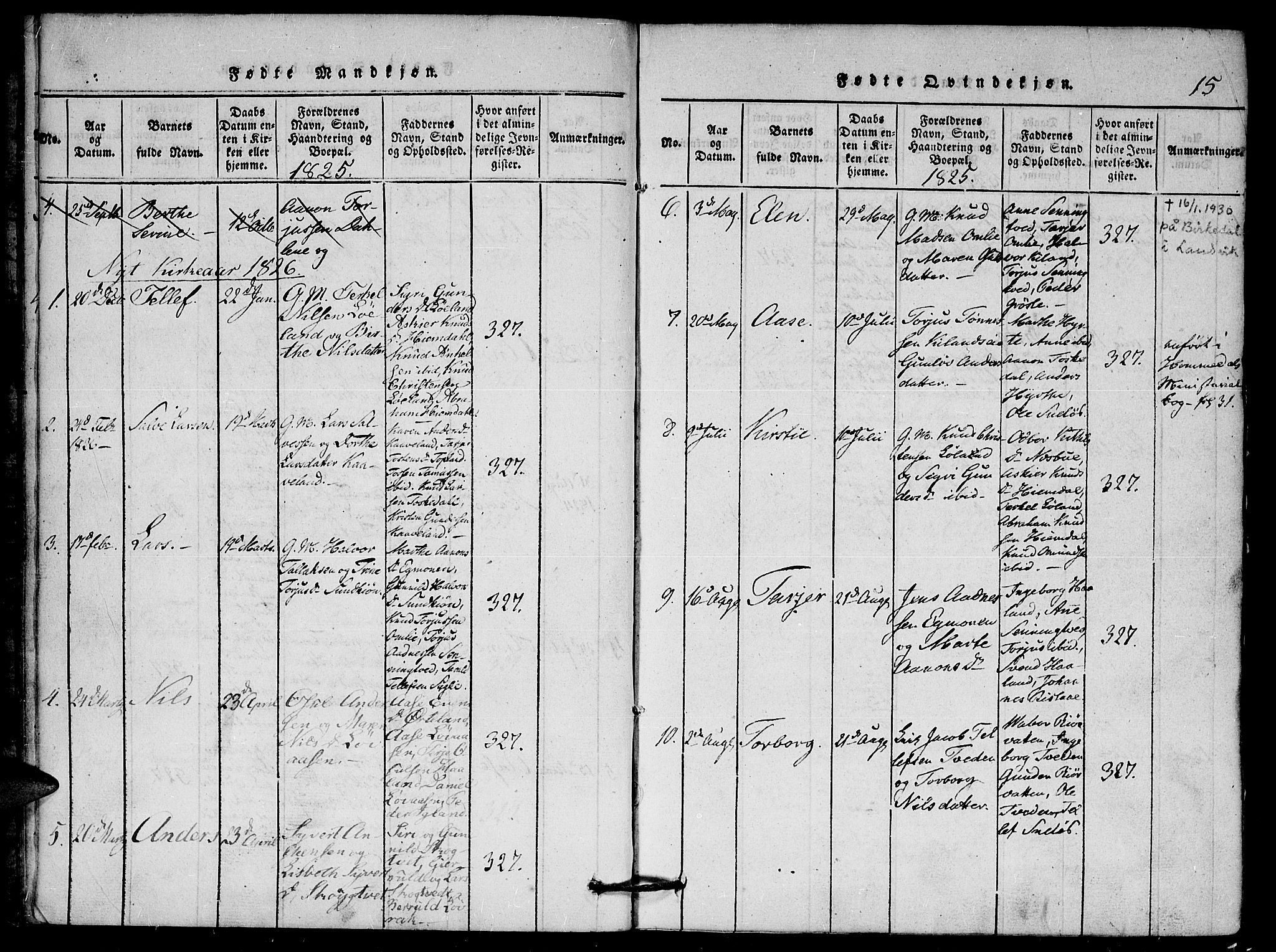 Herefoss sokneprestkontor, AV/SAK-1111-0019/F/Fa/Faa/L0001: Parish register (official) no. A 1, 1816-1860, p. 15