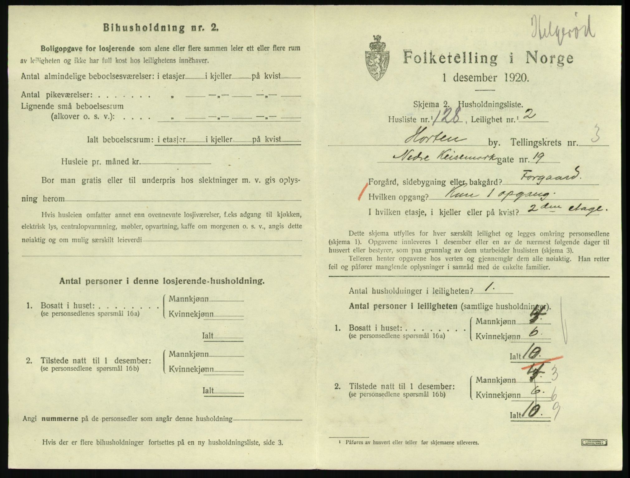 SAKO, 1920 census for Horten, 1920, p. 4559