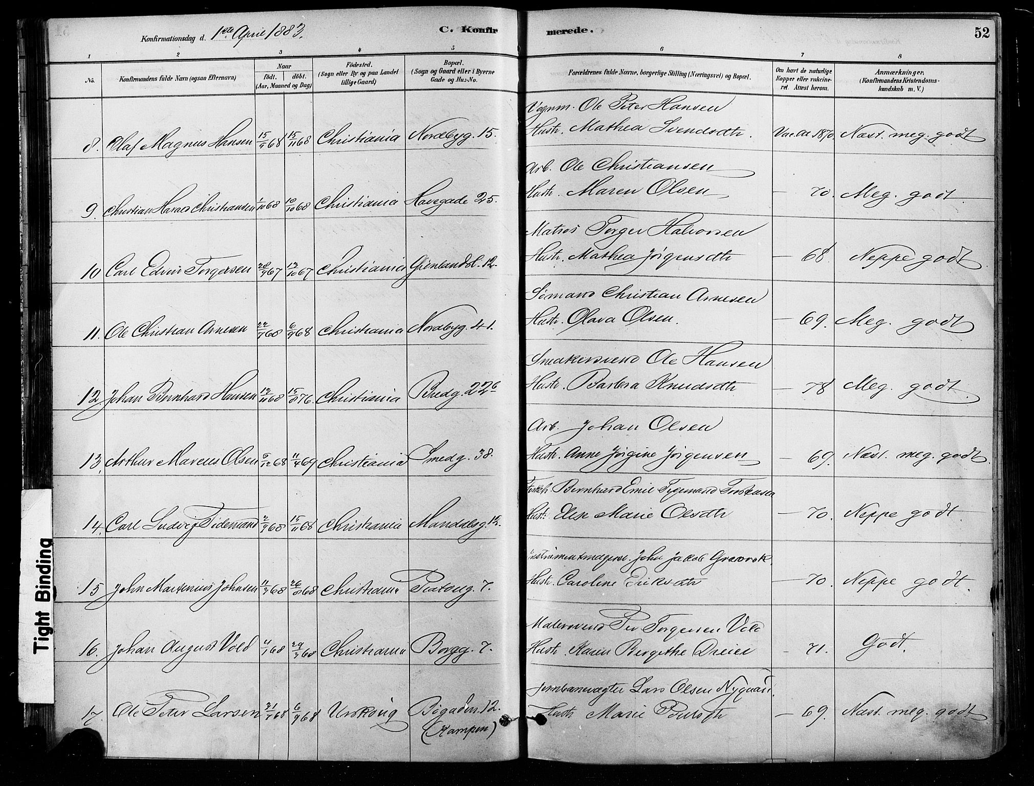 Grønland prestekontor Kirkebøker, SAO/A-10848/F/Fa/L0008: Parish register (official) no. 8, 1881-1893, p. 52
