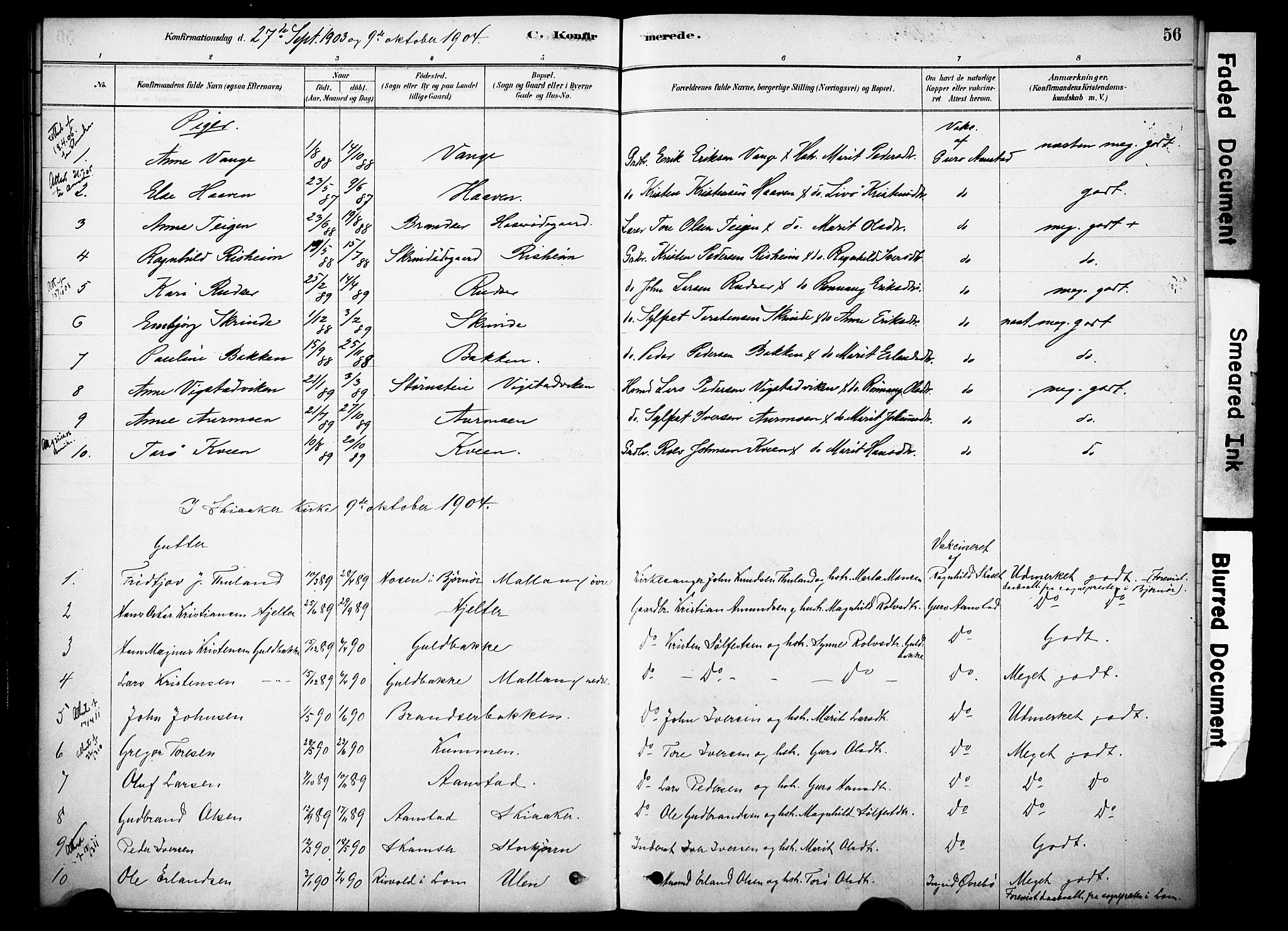 Skjåk prestekontor, SAH/PREST-072/H/Ha/Haa/L0002: Parish register (official) no. 2, 1878-1907, p. 56