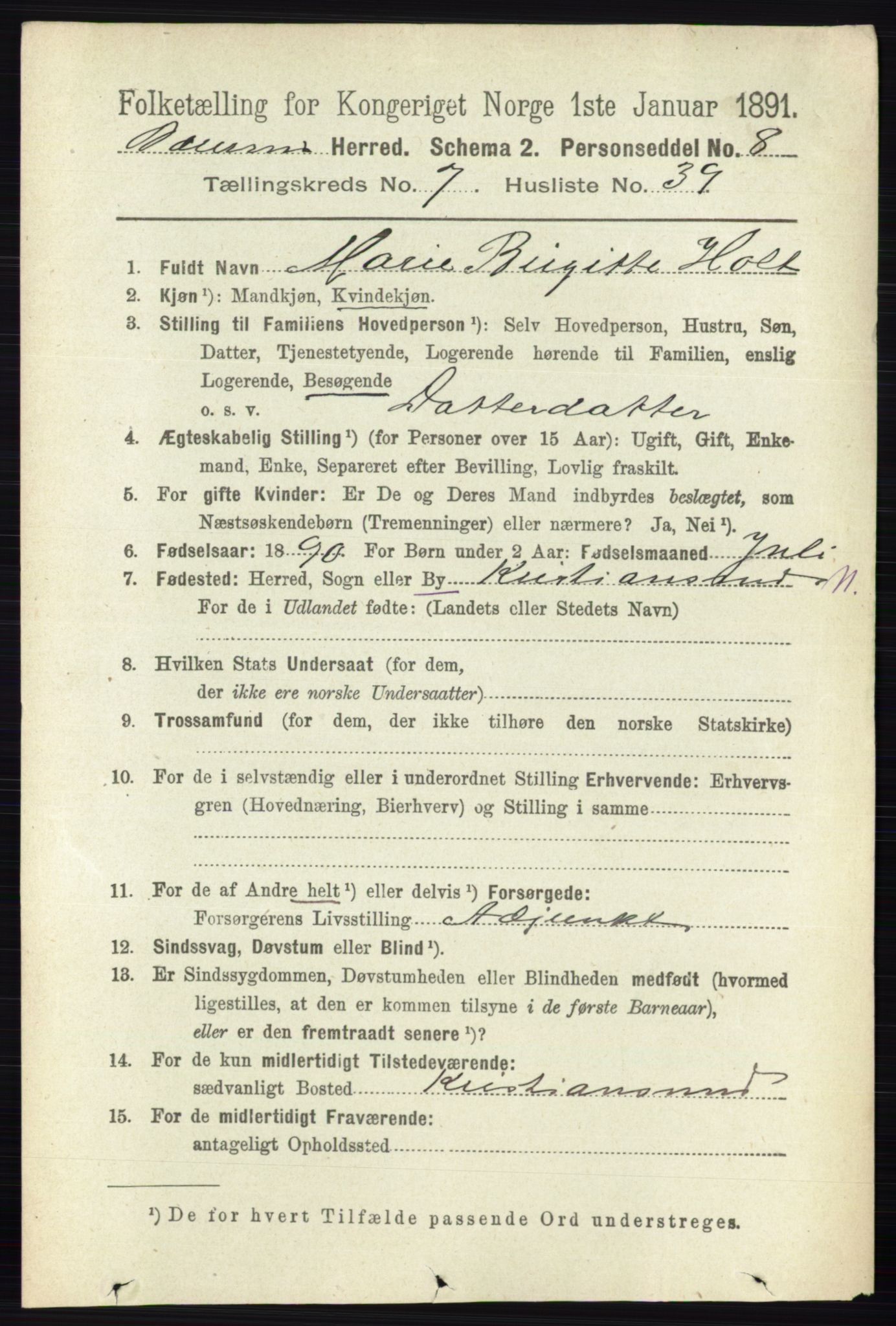 RA, 1891 census for 0219 Bærum, 1891, p. 4427