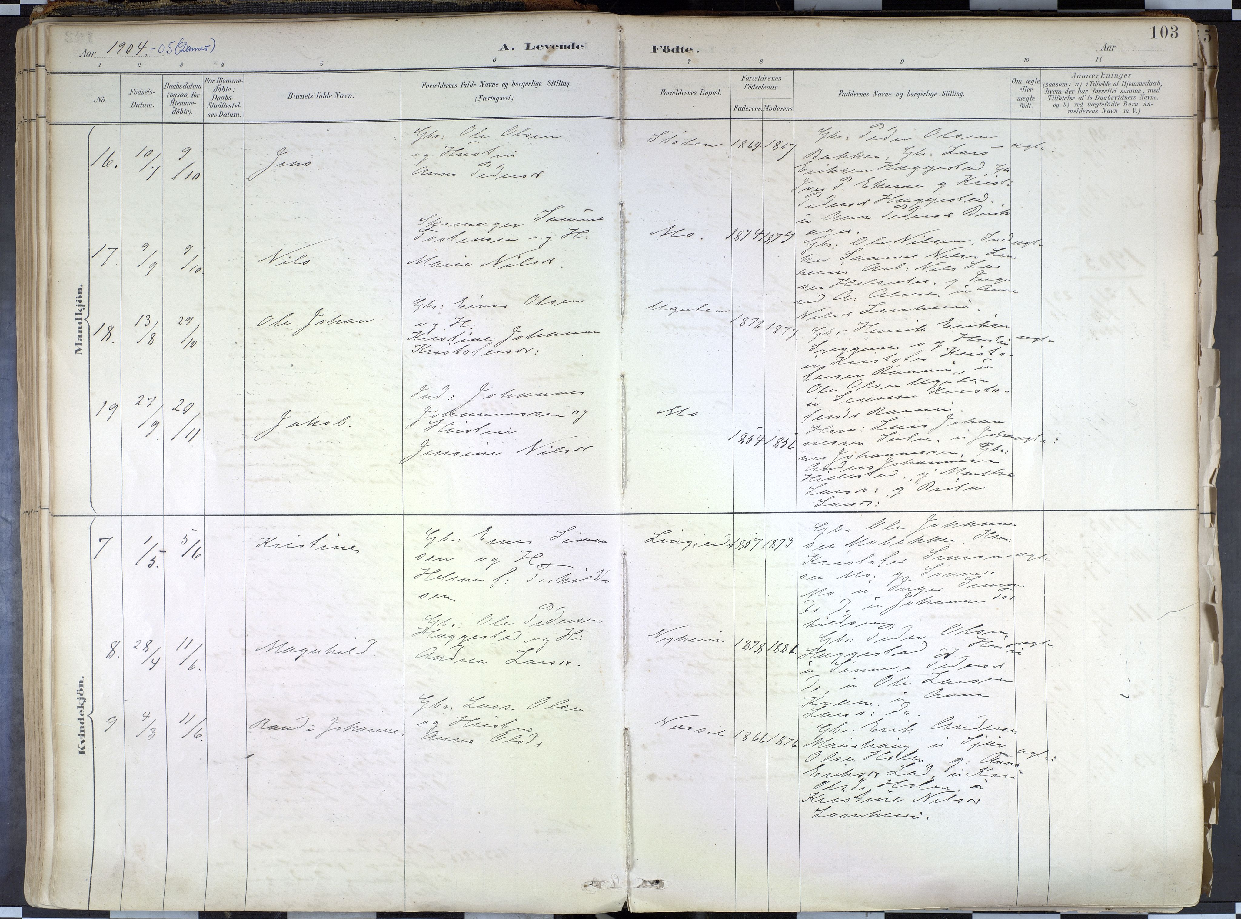 Hafslo sokneprestembete, AV/SAB-A-80301/H/Haa/Haab/L0001: Parish register (official) no. B 1, 1886-1945, p. 103