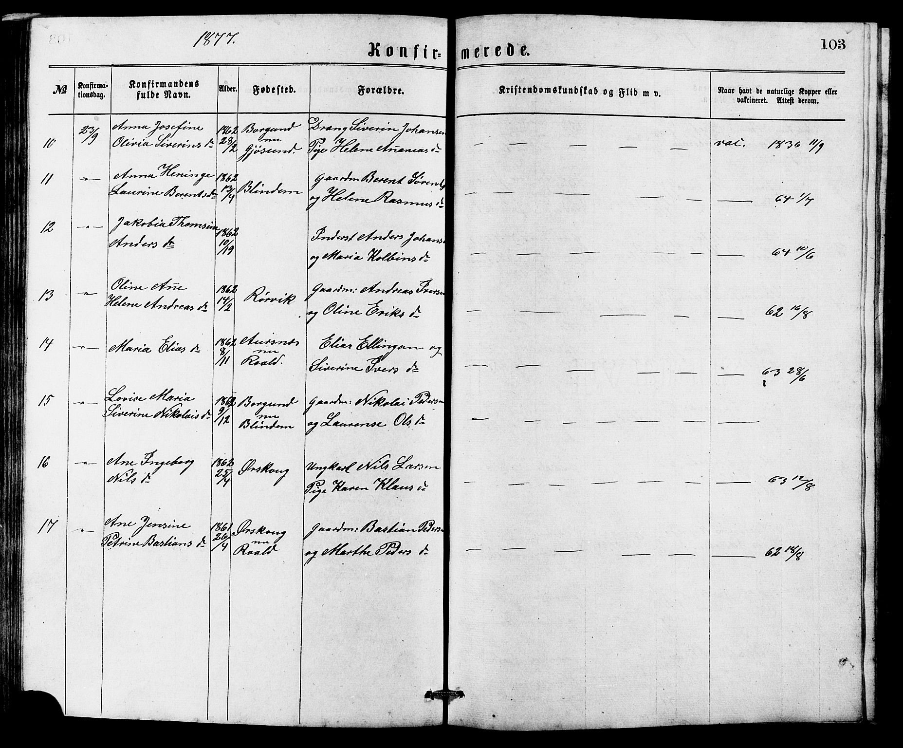 Ministerialprotokoller, klokkerbøker og fødselsregistre - Møre og Romsdal, AV/SAT-A-1454/537/L0521: Parish register (copy) no. 537C02, 1869-1888, p. 103