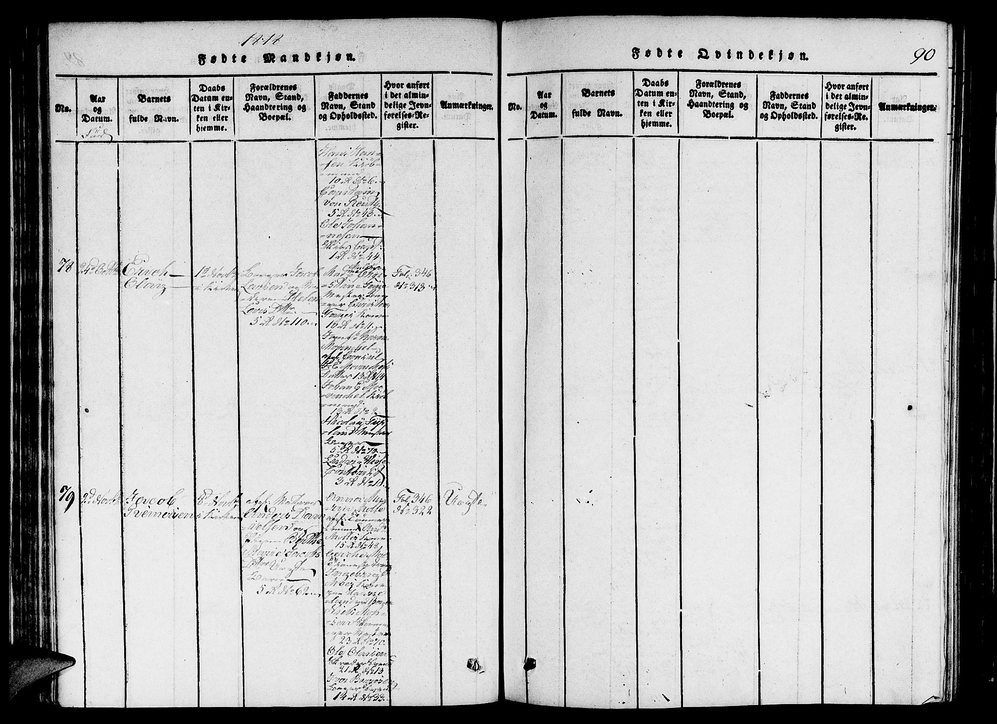 Nykirken Sokneprestembete, AV/SAB-A-77101/H/Hab/L0003: Parish register (copy) no. A 4, 1816-1821, p. 90