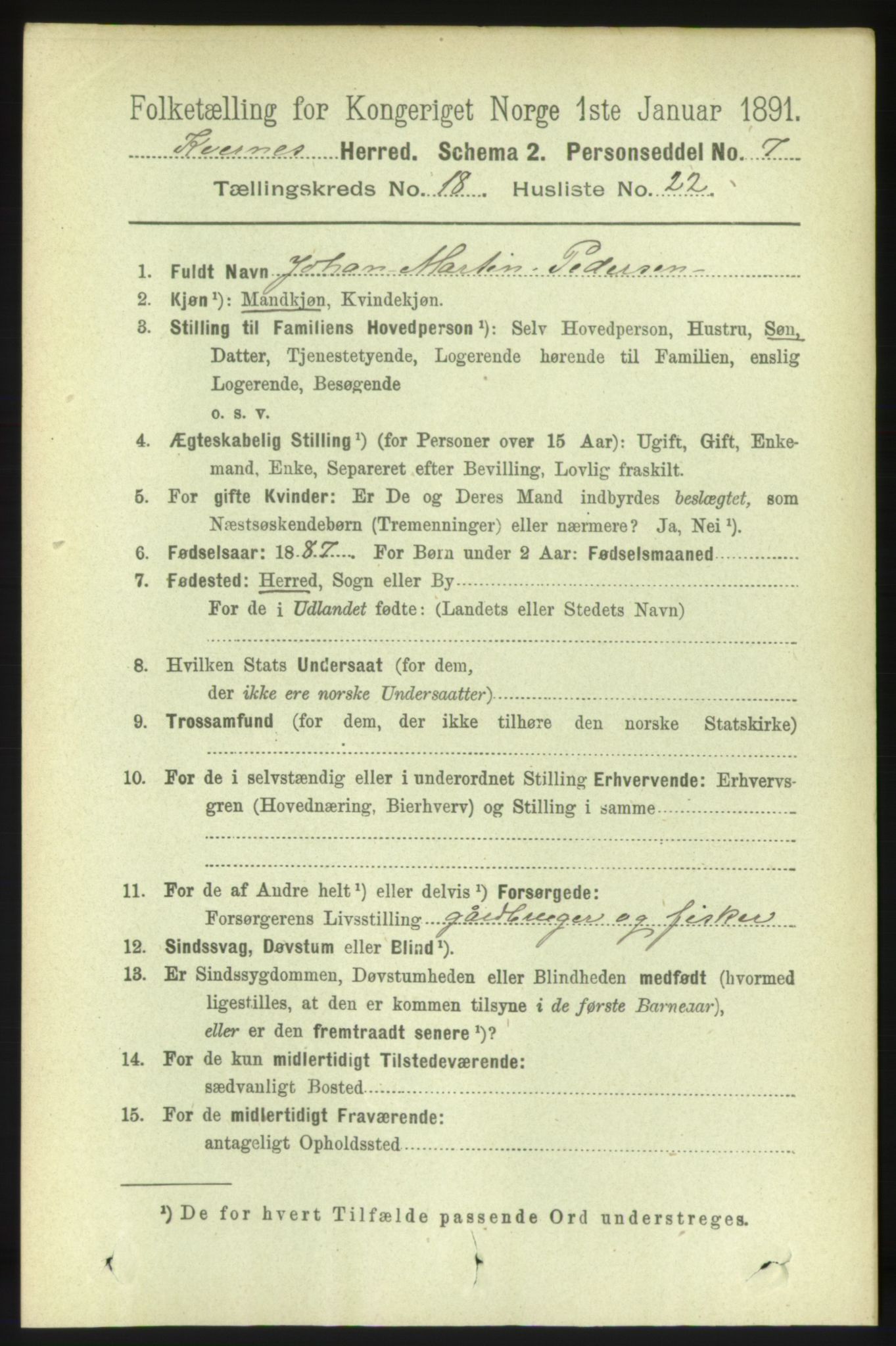 RA, 1891 census for 1553 Kvernes, 1891, p. 7905