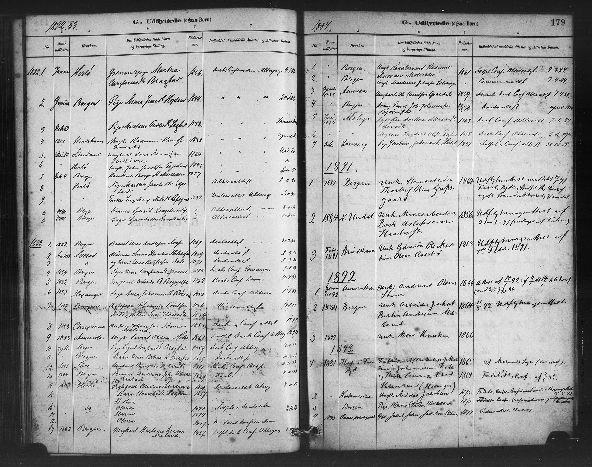Alversund Sokneprestembete, SAB/A-73901/H/Ha/Haa/Haac/L0001: Parish register (official) no. C 1, 1882-1900, p. 179