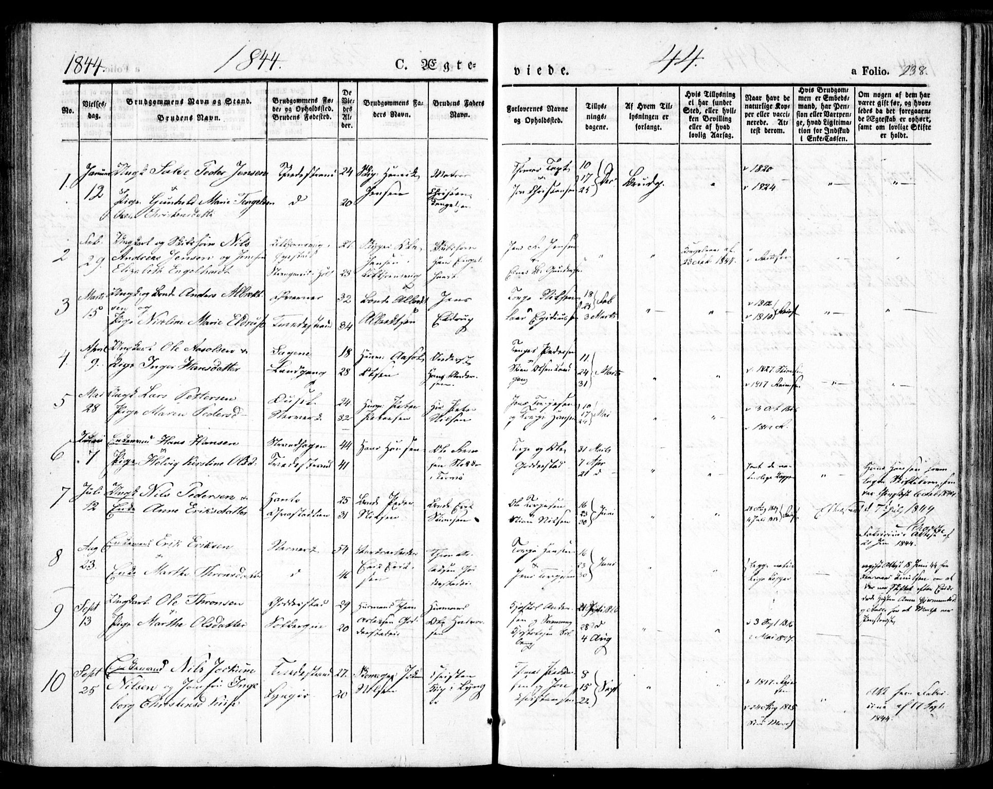 Holt sokneprestkontor, AV/SAK-1111-0021/F/Fa/L0007: Parish register (official) no. A 7, 1836-1848, p. 238