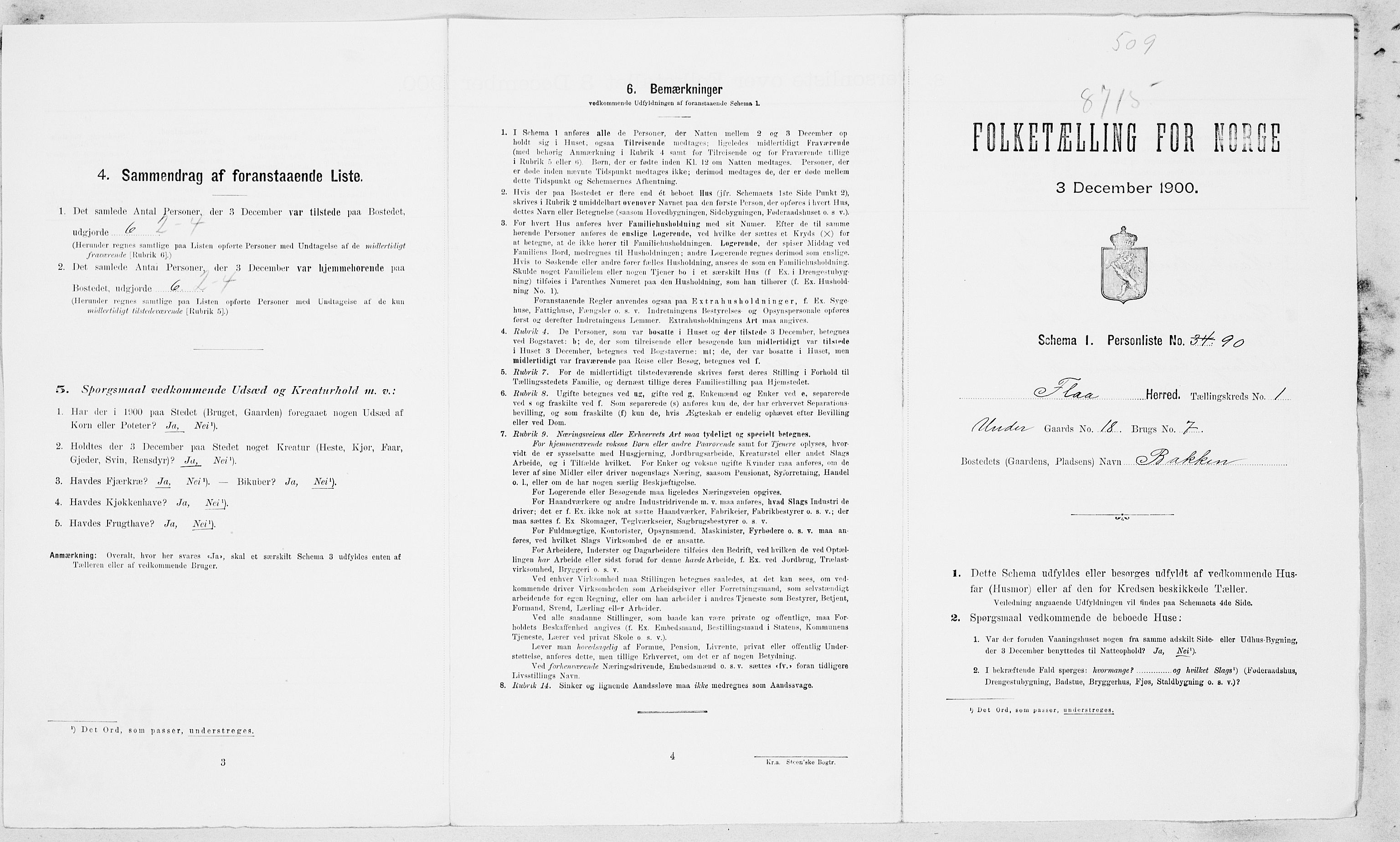 SAT, 1900 census for Flå, 1900, p. 18