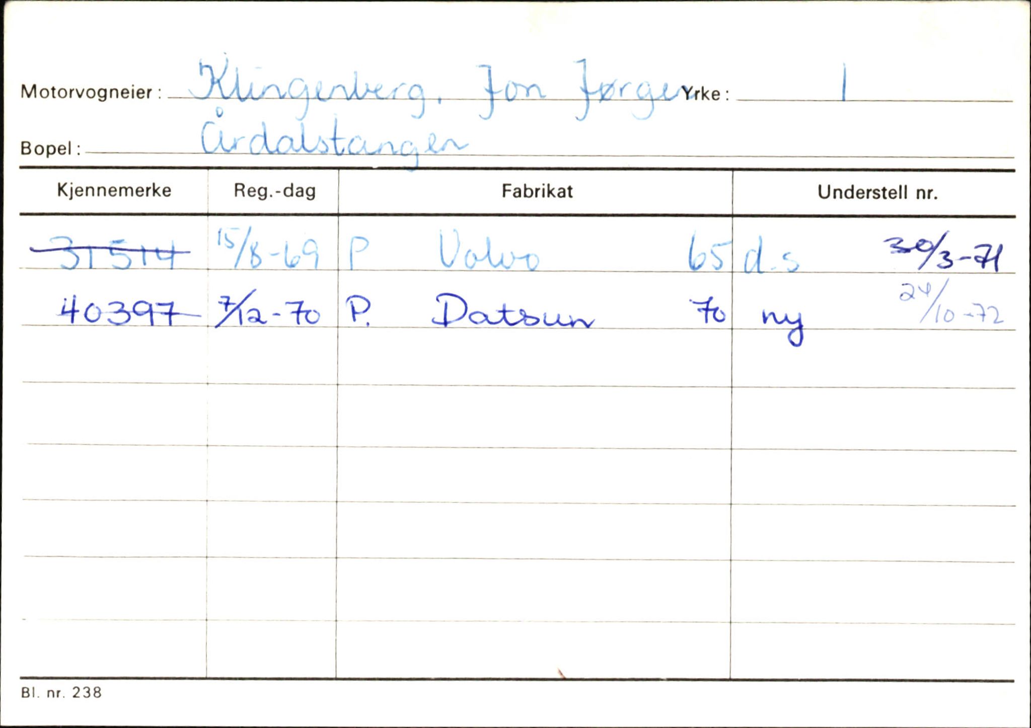 Statens vegvesen, Sogn og Fjordane vegkontor, AV/SAB-A-5301/4/F/L0145: Registerkort Vågsøy S-Å. Årdal I-P, 1945-1975, p. 1166