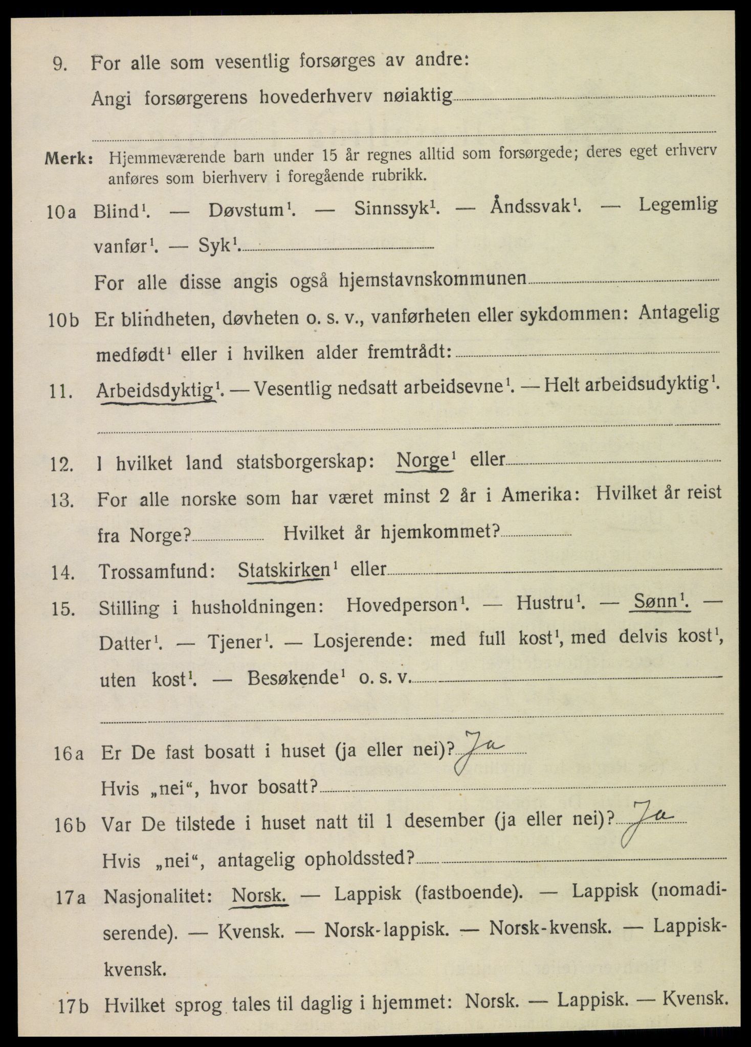 SAT, 1920 census for Vefsn, 1920, p. 6888