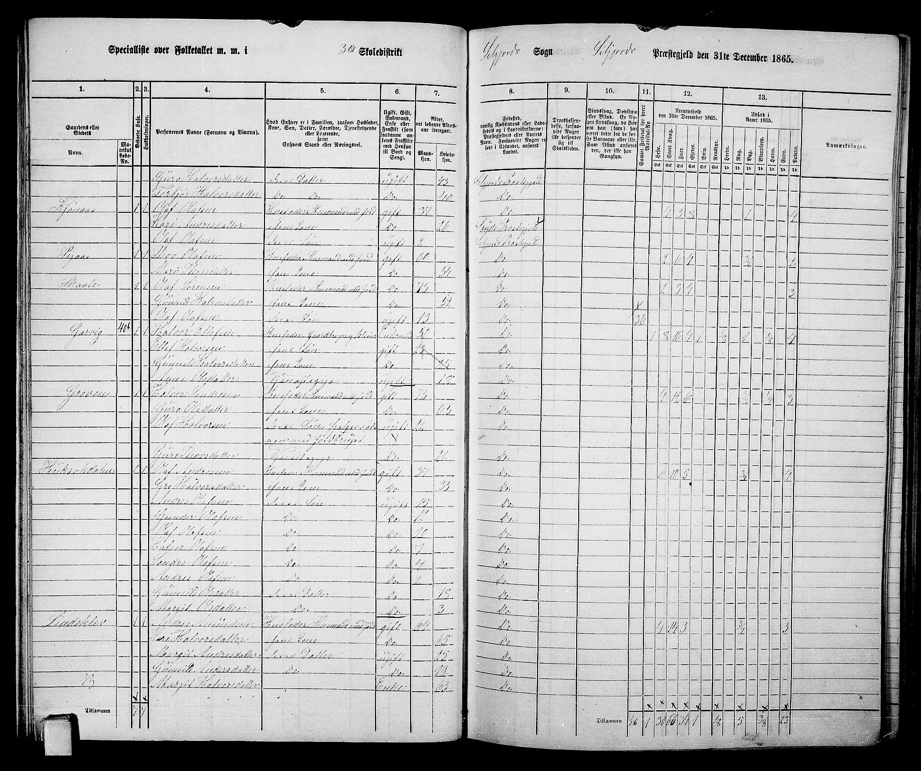 RA, 1865 census for Seljord, 1865, p. 47