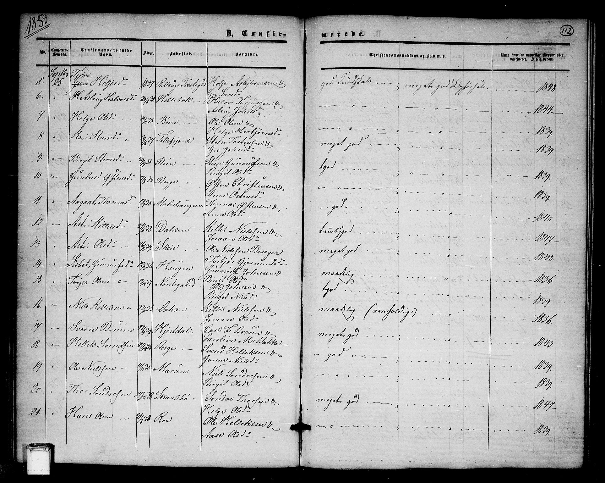 Tinn kirkebøker, SAKO/A-308/G/Ga/L0002: Parish register (copy) no. I 2, 1851-1883, p. 112