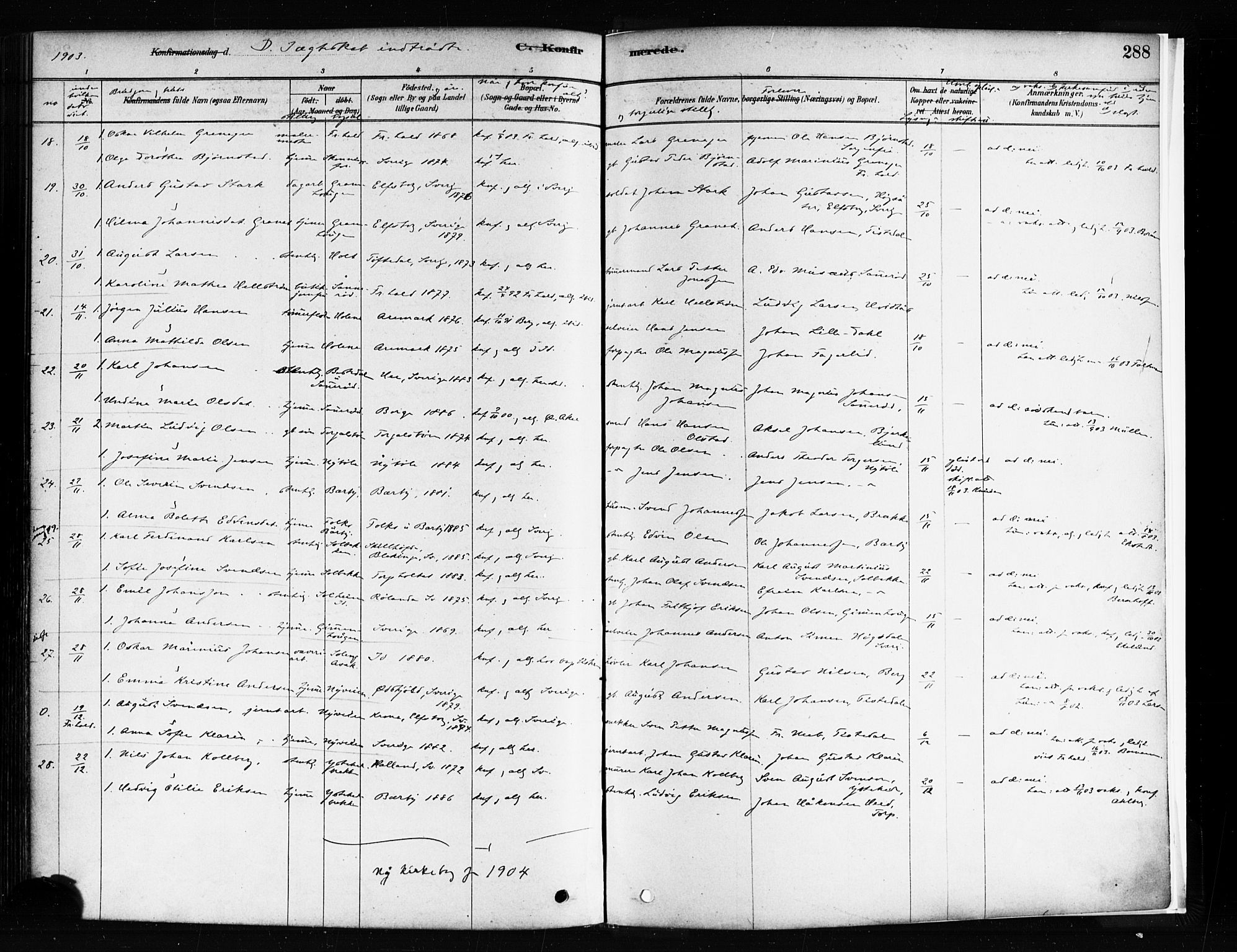 Idd prestekontor Kirkebøker, AV/SAO-A-10911/F/Fc/L0006a: Parish register (official) no. III 6A, 1878-1903, p. 288