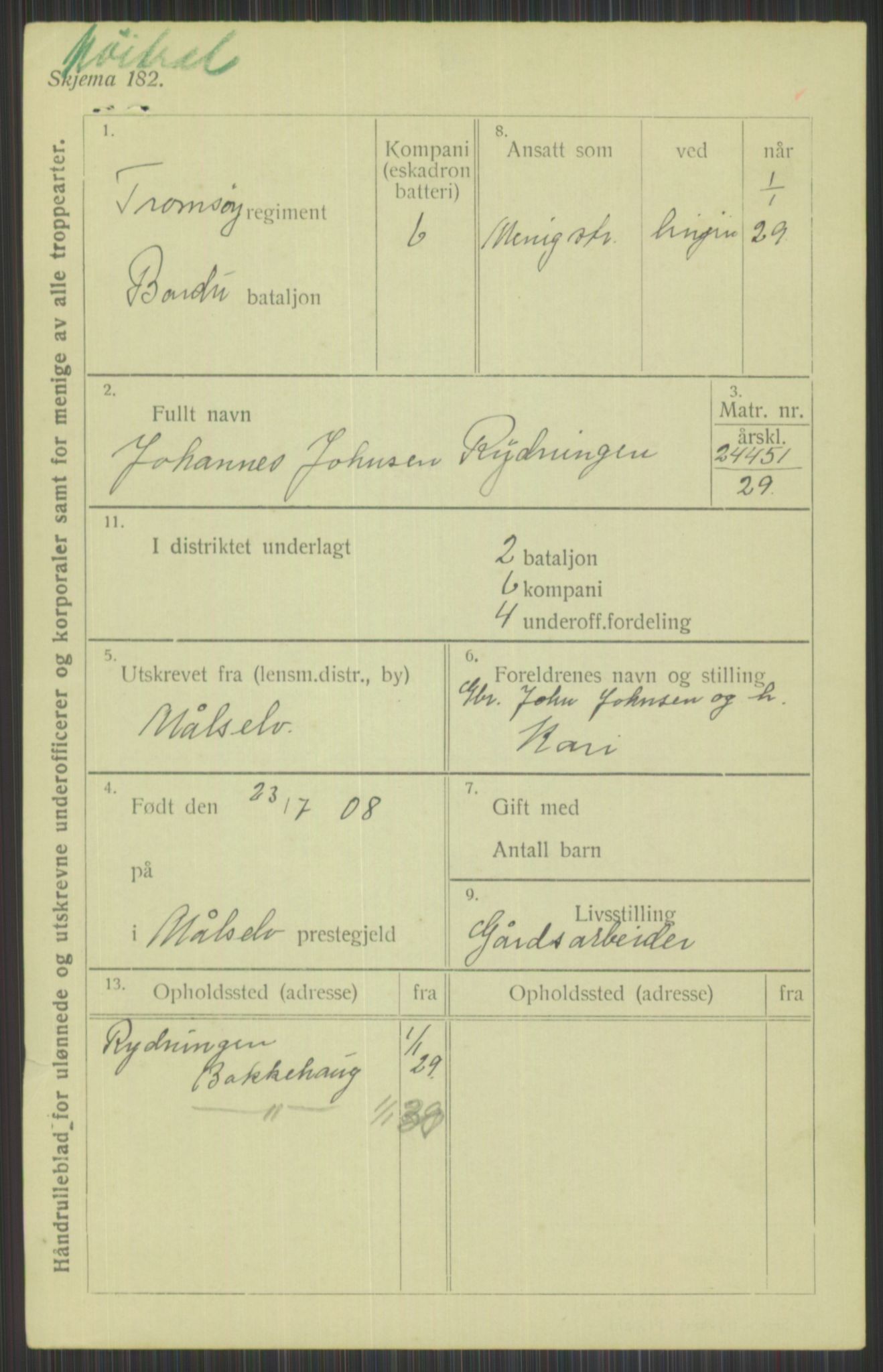 Forsvaret, Troms infanteriregiment nr. 16, AV/RA-RAFA-3146/P/Pa/L0013/0004: Rulleblad / Rulleblad for regimentets menige mannskaper, årsklasse 1929, 1929, p. 1139