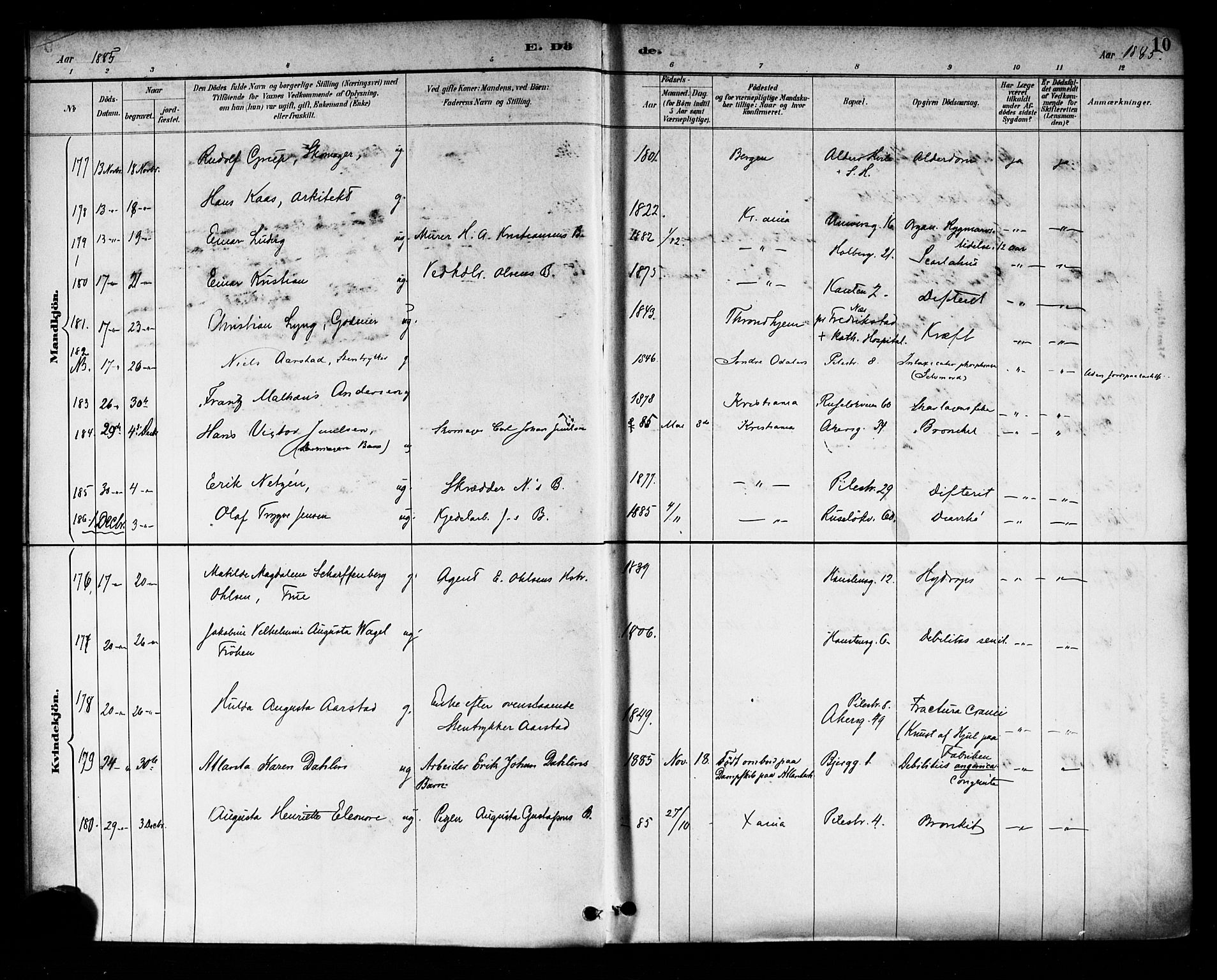 Trefoldighet prestekontor Kirkebøker, AV/SAO-A-10882/F/Fd/L0003: Parish register (official) no. IV 3, 1885-1896, p. 10