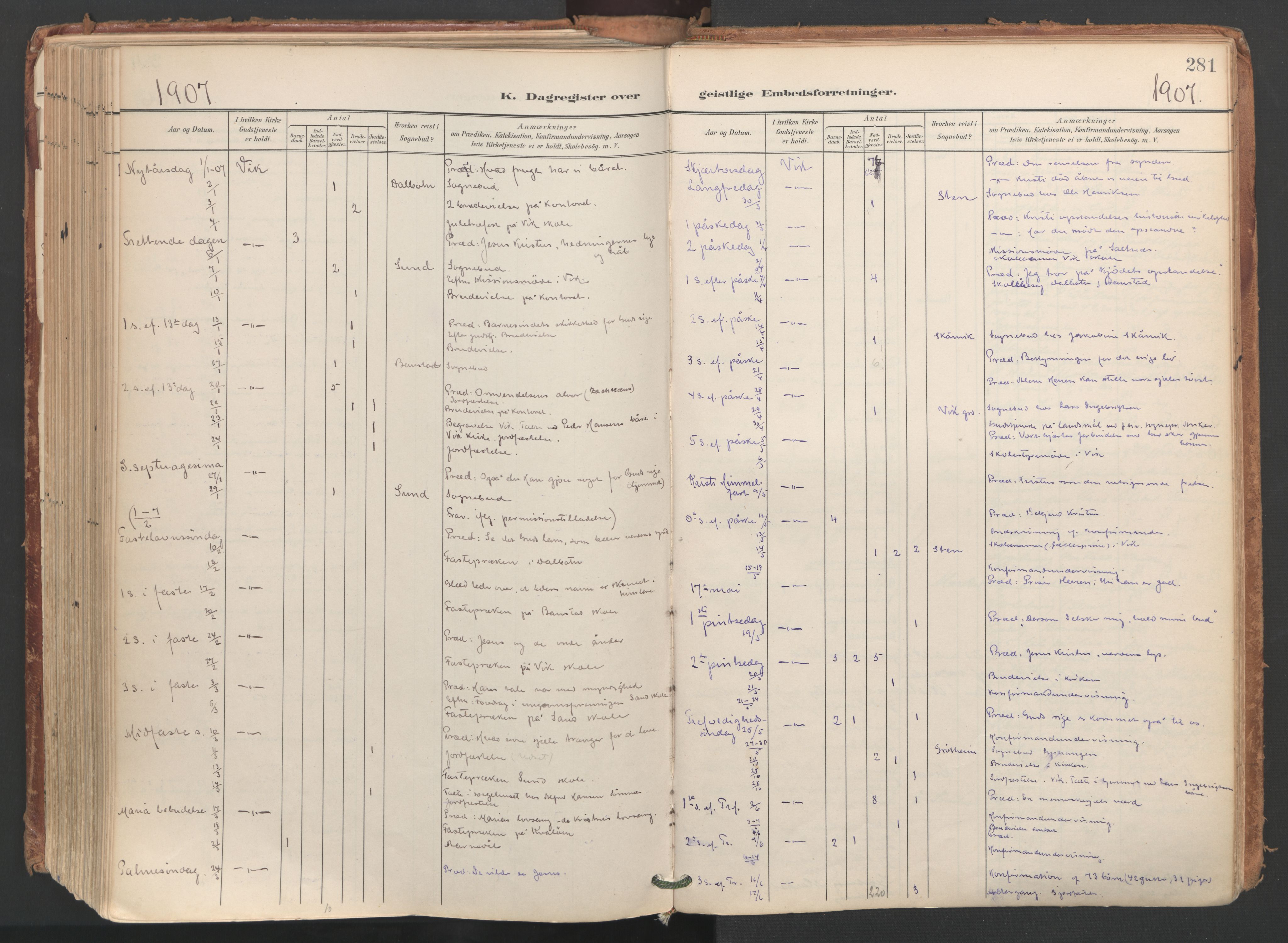 Ministerialprotokoller, klokkerbøker og fødselsregistre - Nordland, SAT/A-1459/812/L0180: Parish register (official) no. 812A09, 1901-1915, p. 281