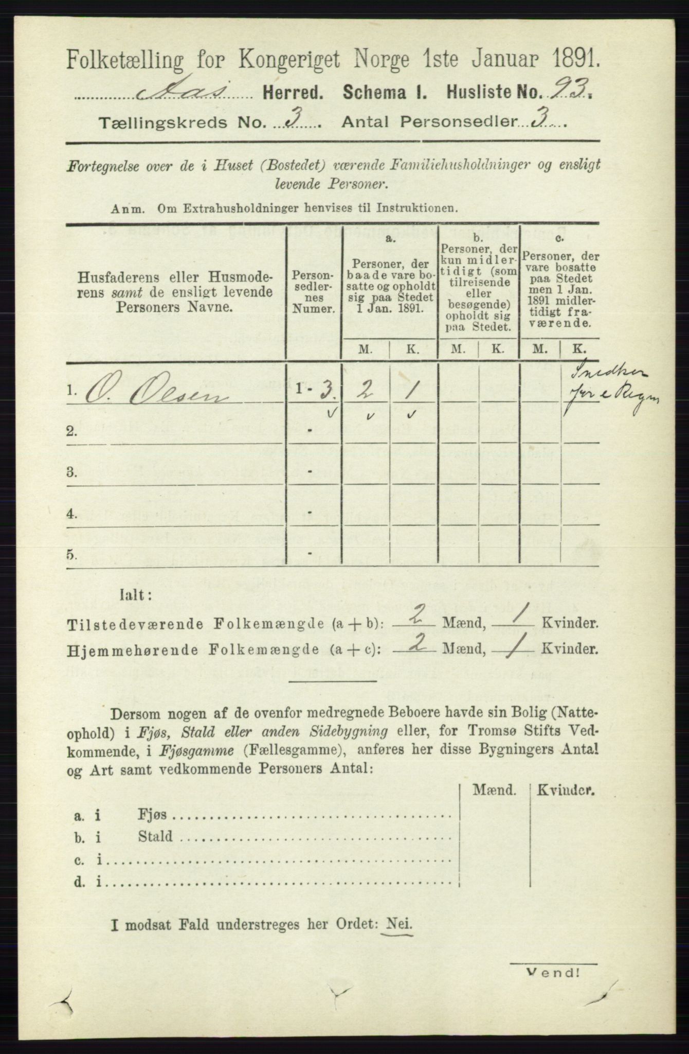 RA, 1891 census for 0214 Ås, 1891, p. 2118