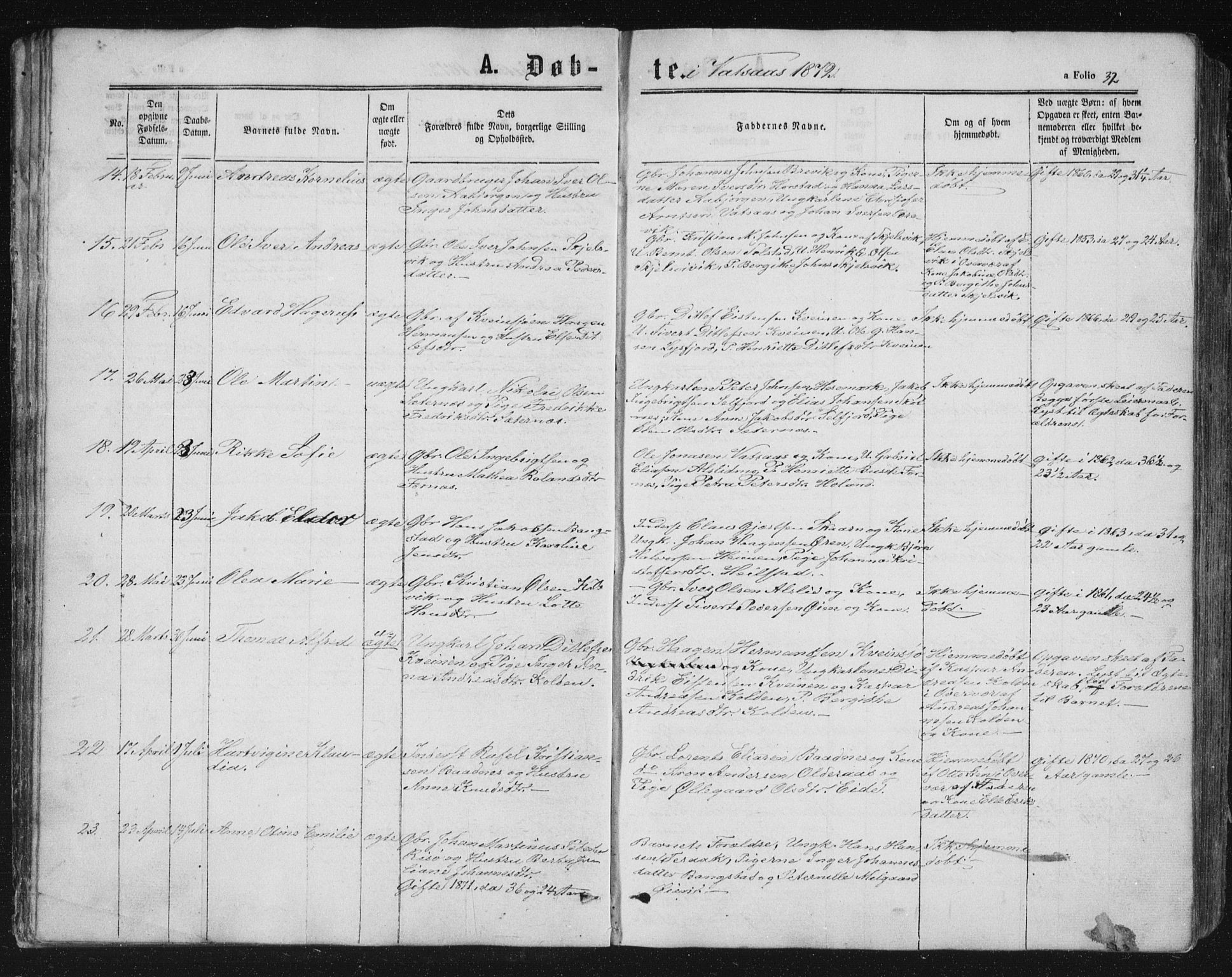 Ministerialprotokoller, klokkerbøker og fødselsregistre - Nordland, AV/SAT-A-1459/810/L0158: Parish register (copy) no. 810C02 /1, 1863-1883, p. 32