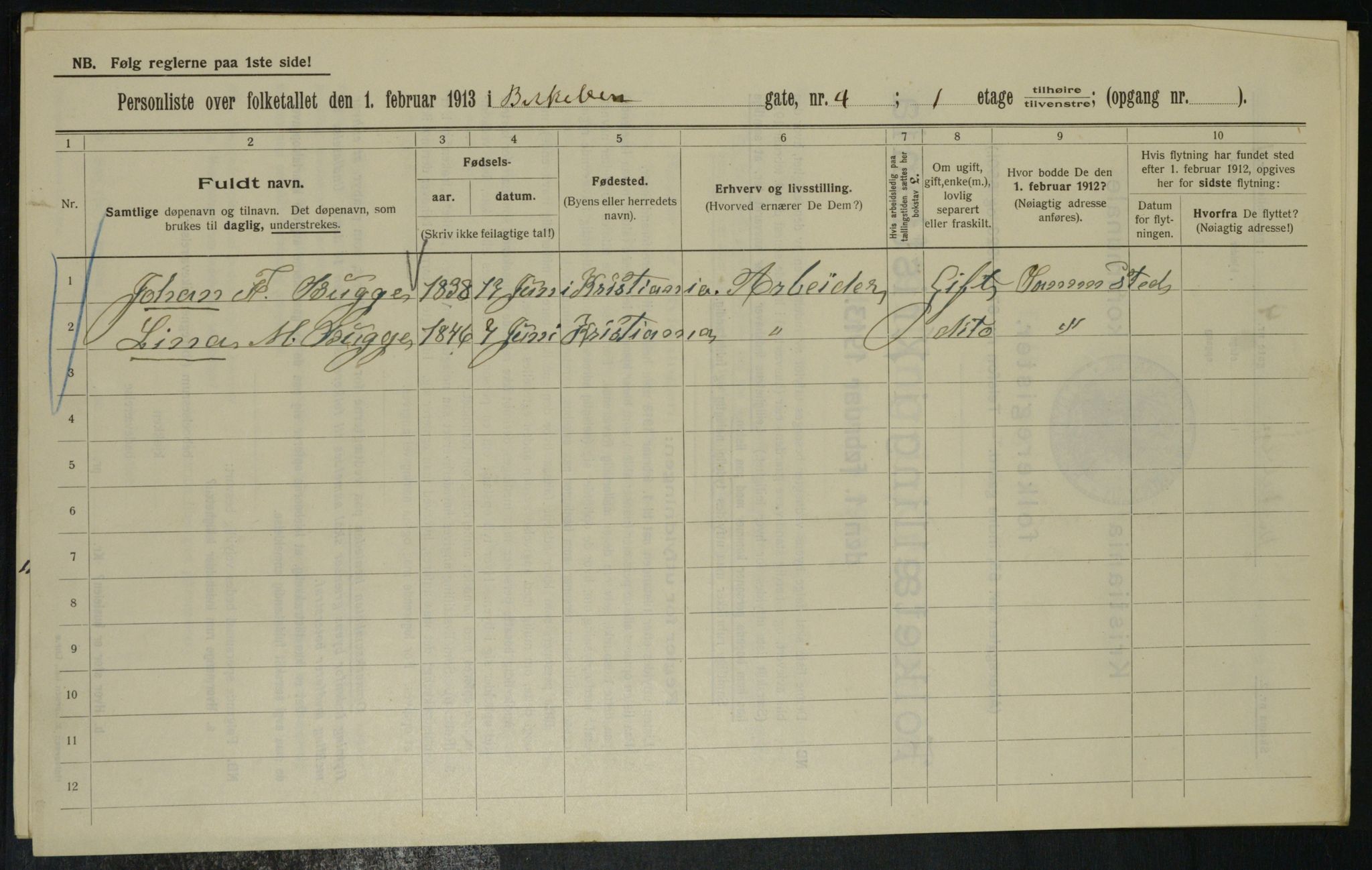 OBA, Municipal Census 1913 for Kristiania, 1913, p. 4767