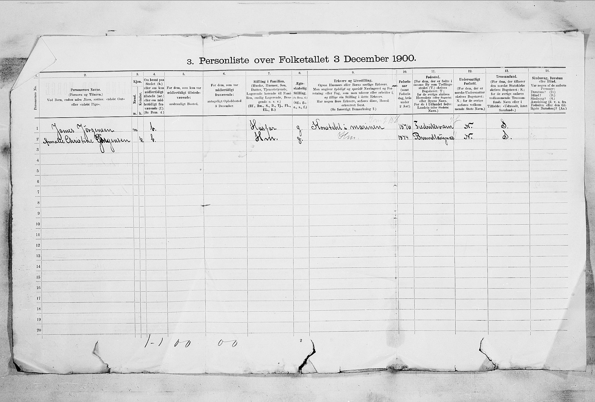 RA, 1900 census for Horten, 1900, p. 2545