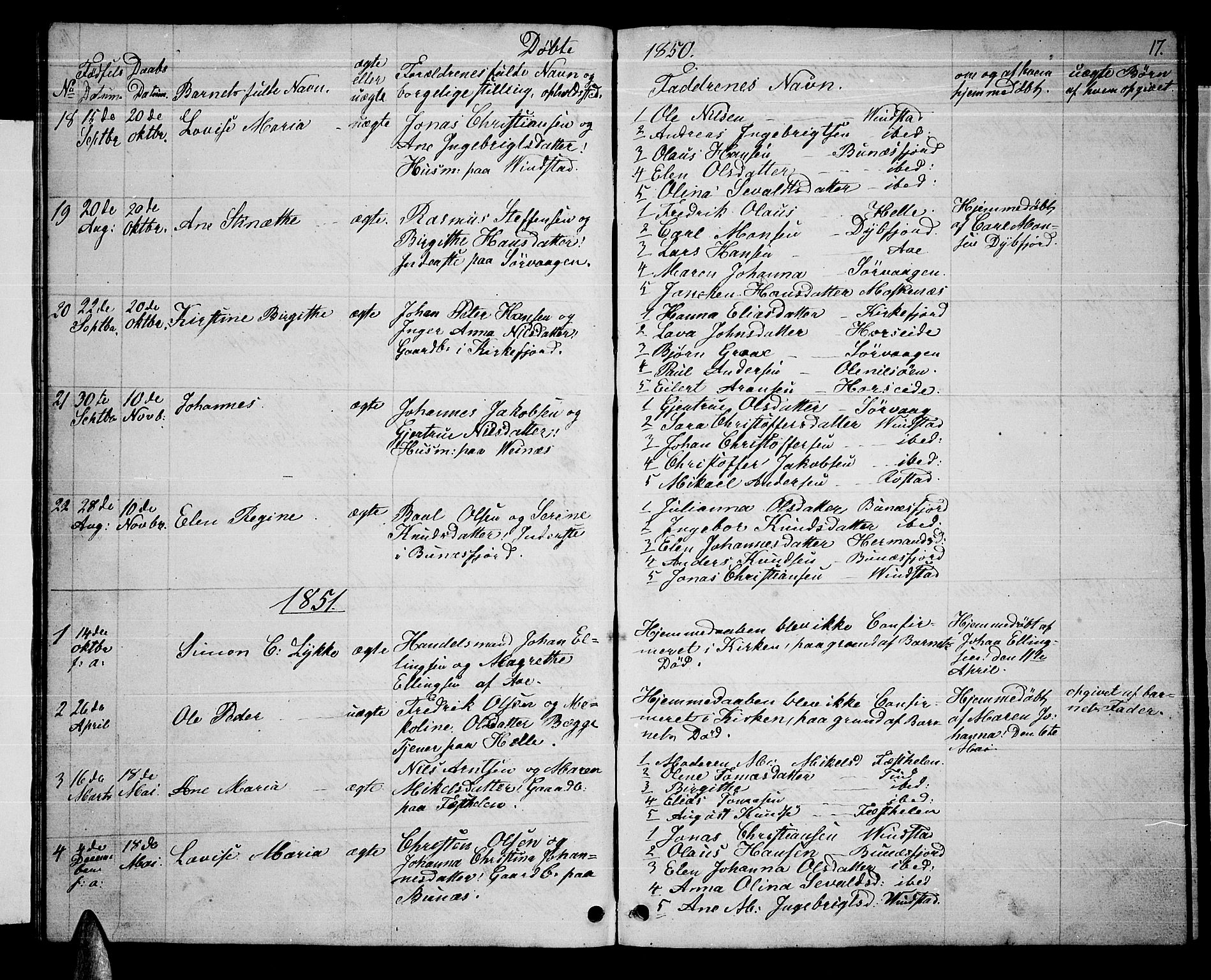 Ministerialprotokoller, klokkerbøker og fødselsregistre - Nordland, SAT/A-1459/886/L1224: Parish register (copy) no. 886C01, 1843-1873, p. 17