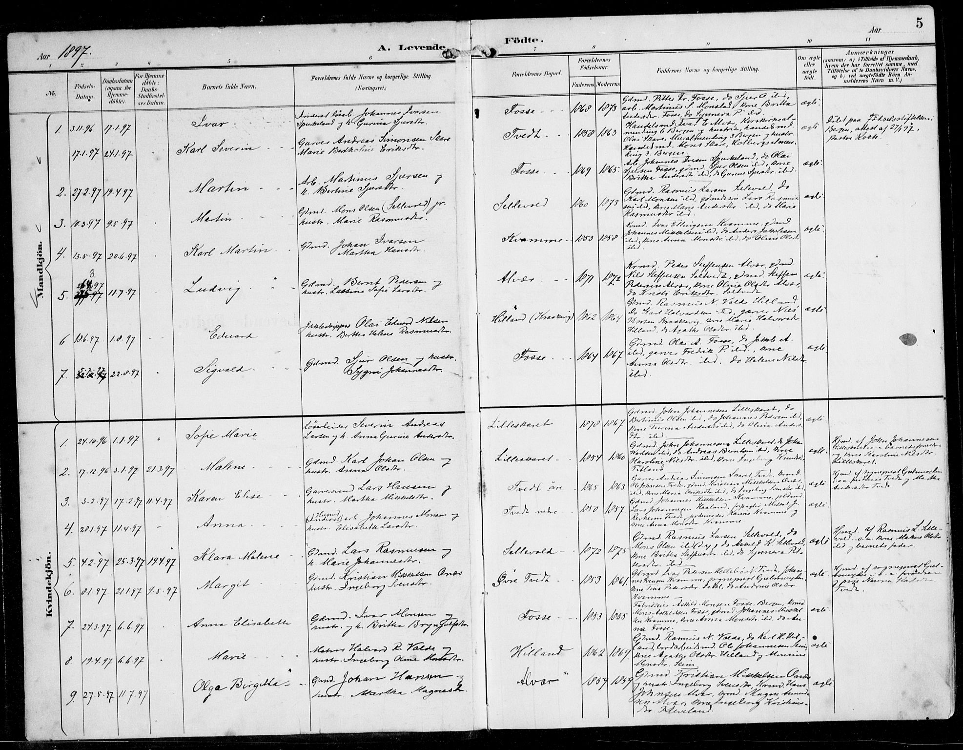 Alversund Sokneprestembete, SAB/A-73901/H/Ha/Haa/Haaa/L0003: Parish register (official) no. A 3, 1897-1926, p. 5