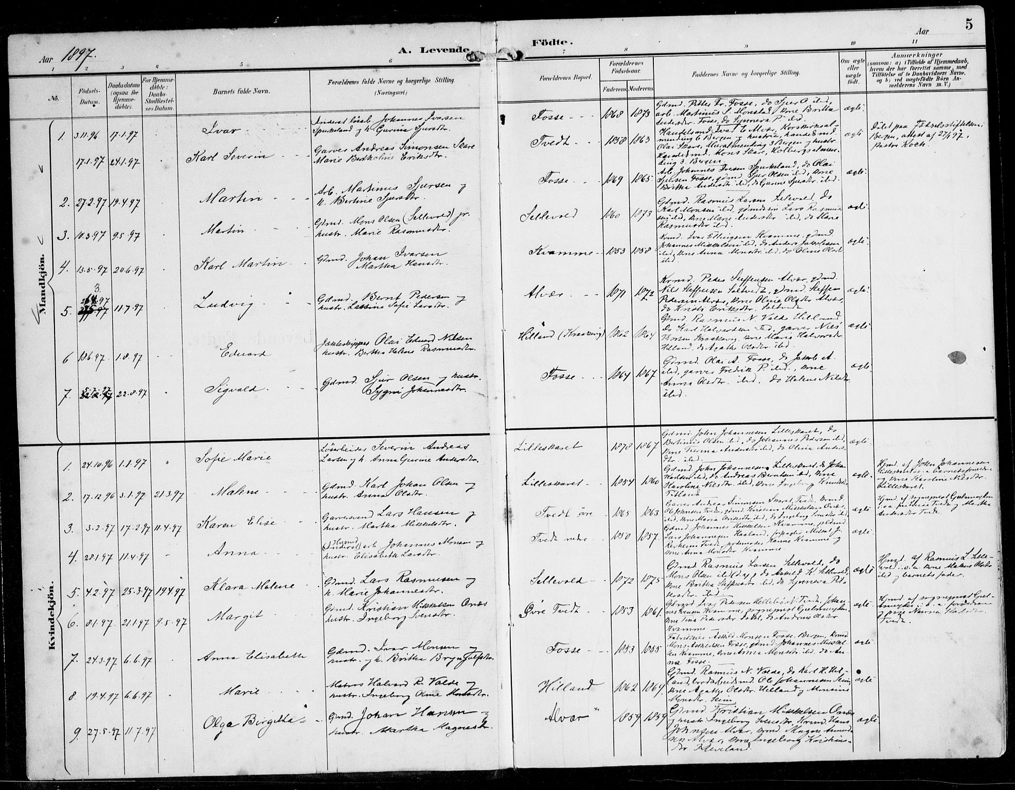 Alversund Sokneprestembete, AV/SAB-A-73901/H/Ha/Haa/Haaa/L0003: Parish register (official) no. A 3, 1897-1926, p. 5