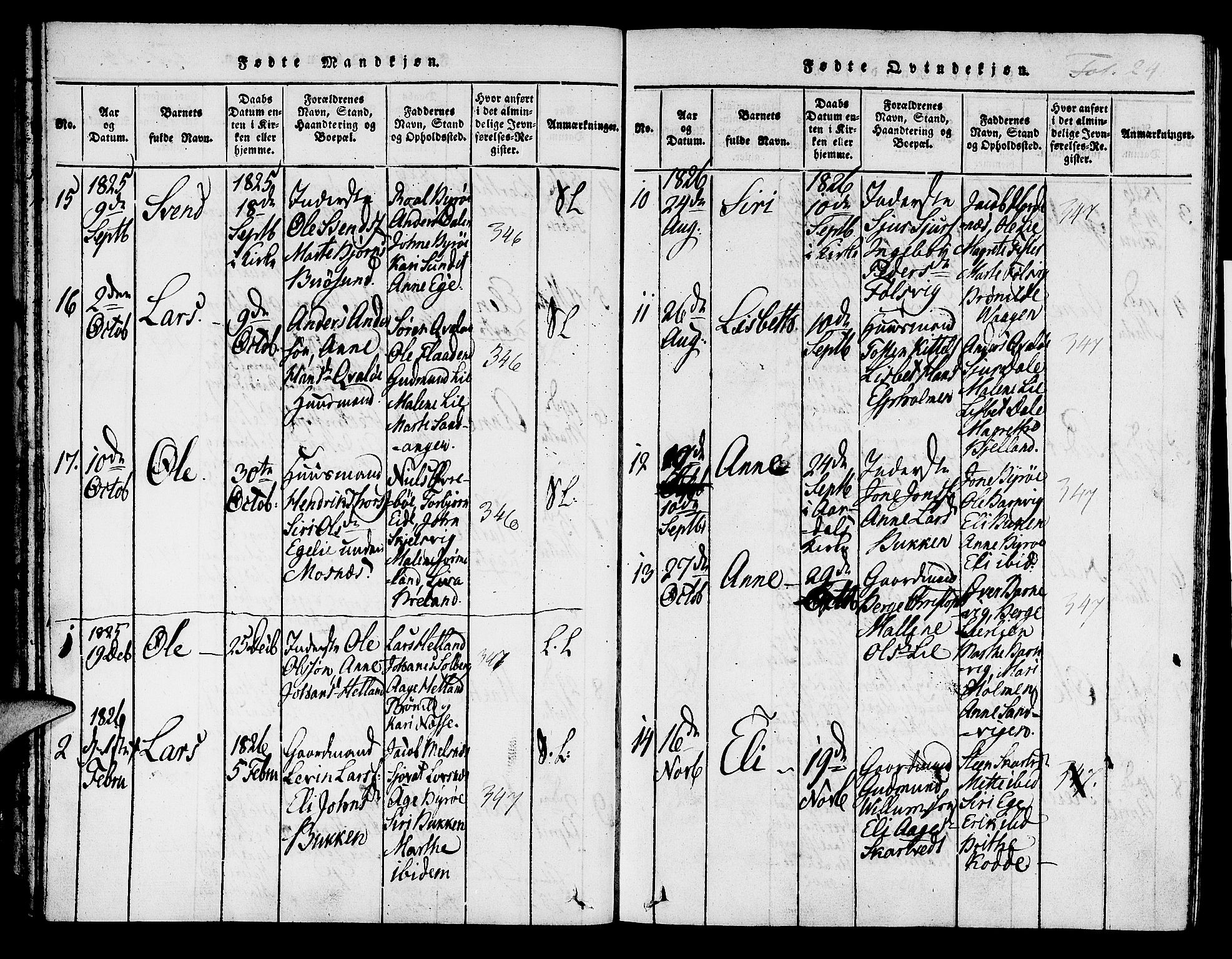 Hjelmeland sokneprestkontor, AV/SAST-A-101843/01/IV/L0004: Parish register (official) no. A 4, 1816-1834, p. 24