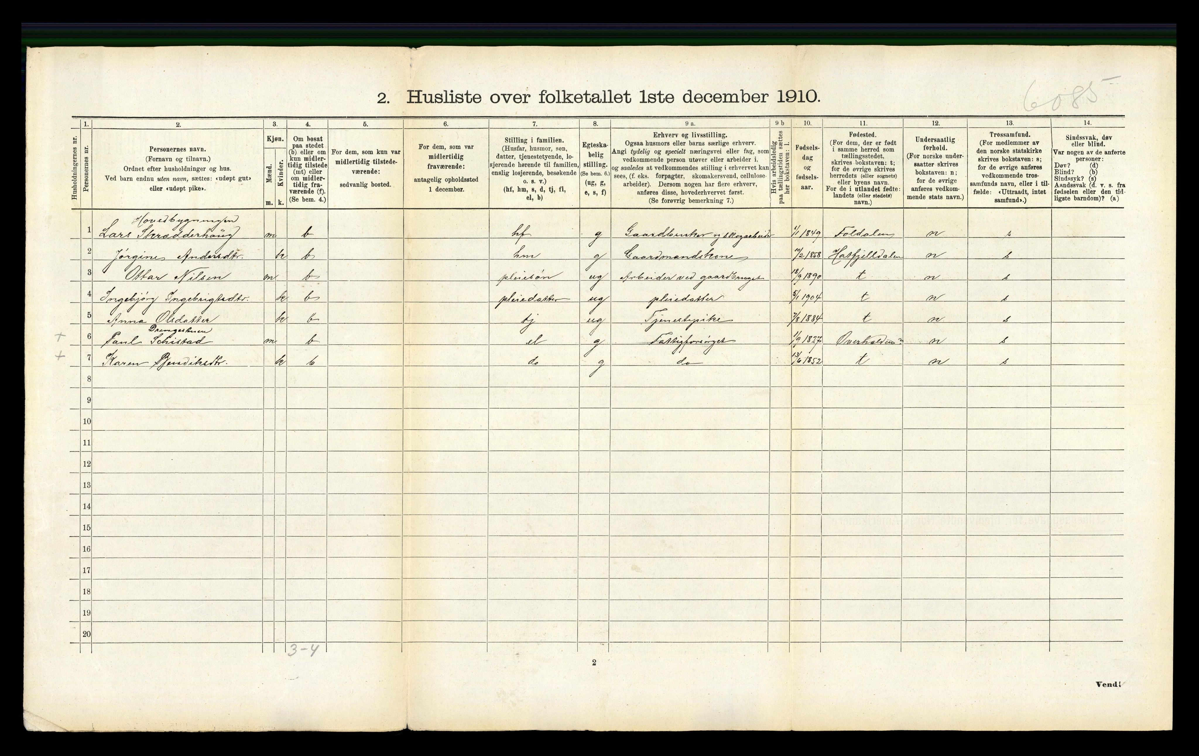 RA, 1910 census for Vefsn, 1910, p. 227