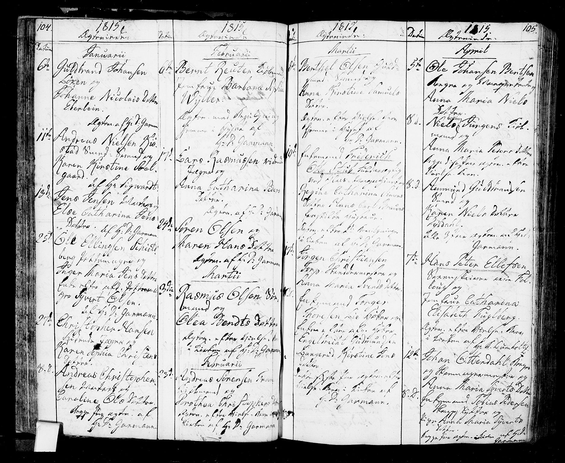 Oslo domkirke Kirkebøker, SAO/A-10752/F/Fa/L0006: Parish register (official) no. 6, 1807-1817, p. 104-105