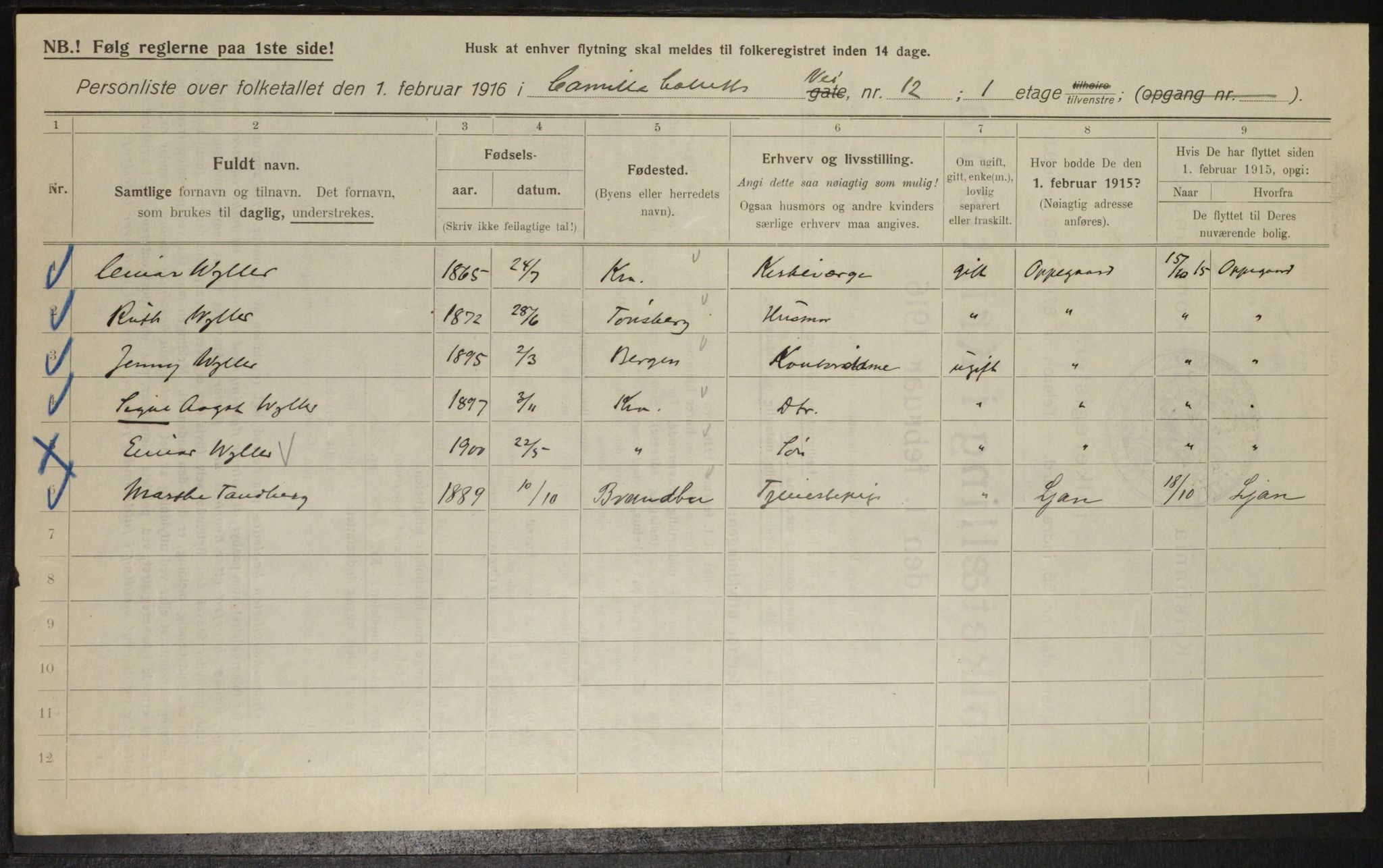 OBA, Municipal Census 1916 for Kristiania, 1916, p. 11824