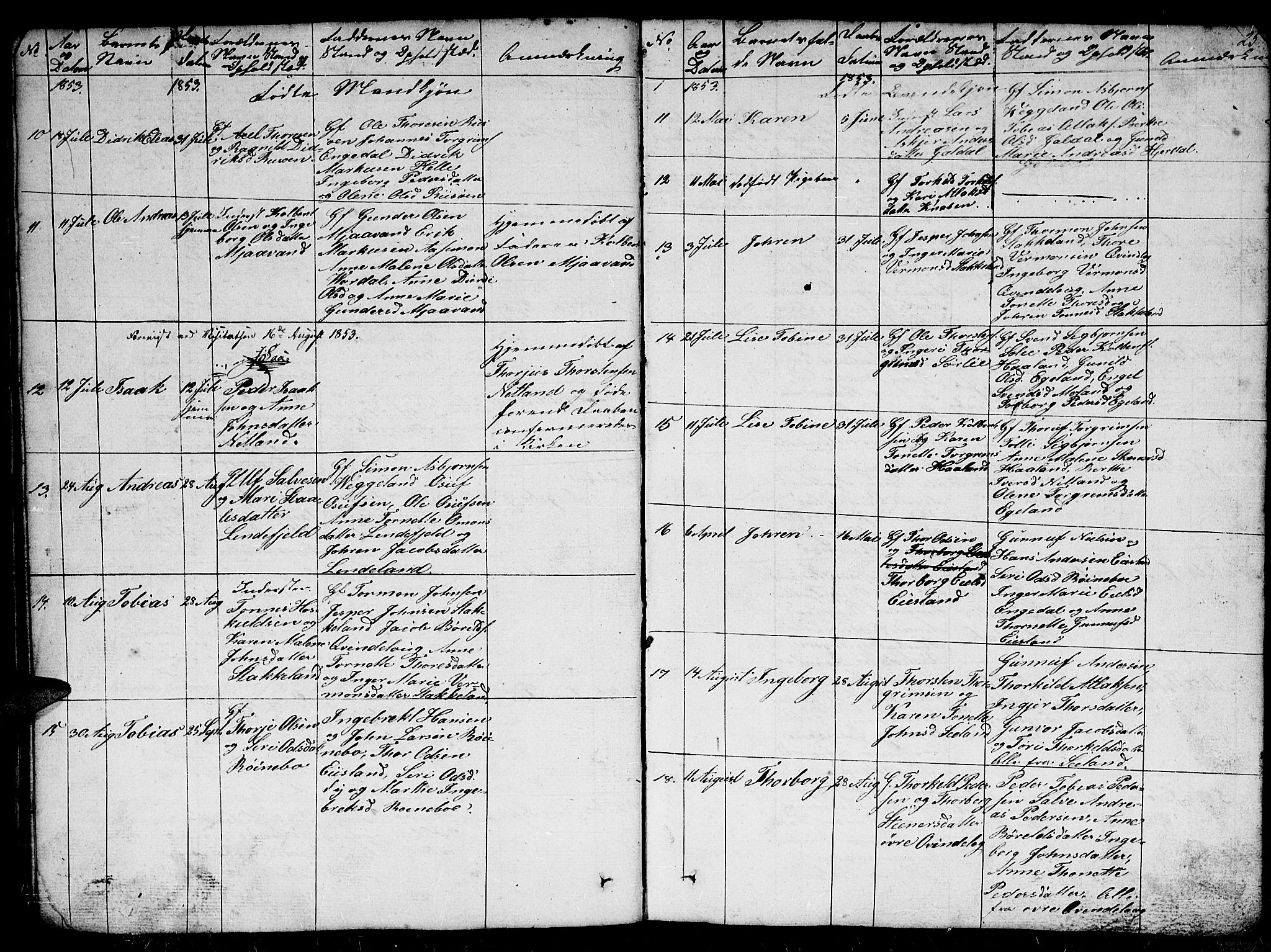 Fjotland sokneprestkontor, AV/SAK-1111-0010/F/Fb/L0002: Parish register (copy) no. B 2, 1841-1871, p. 25