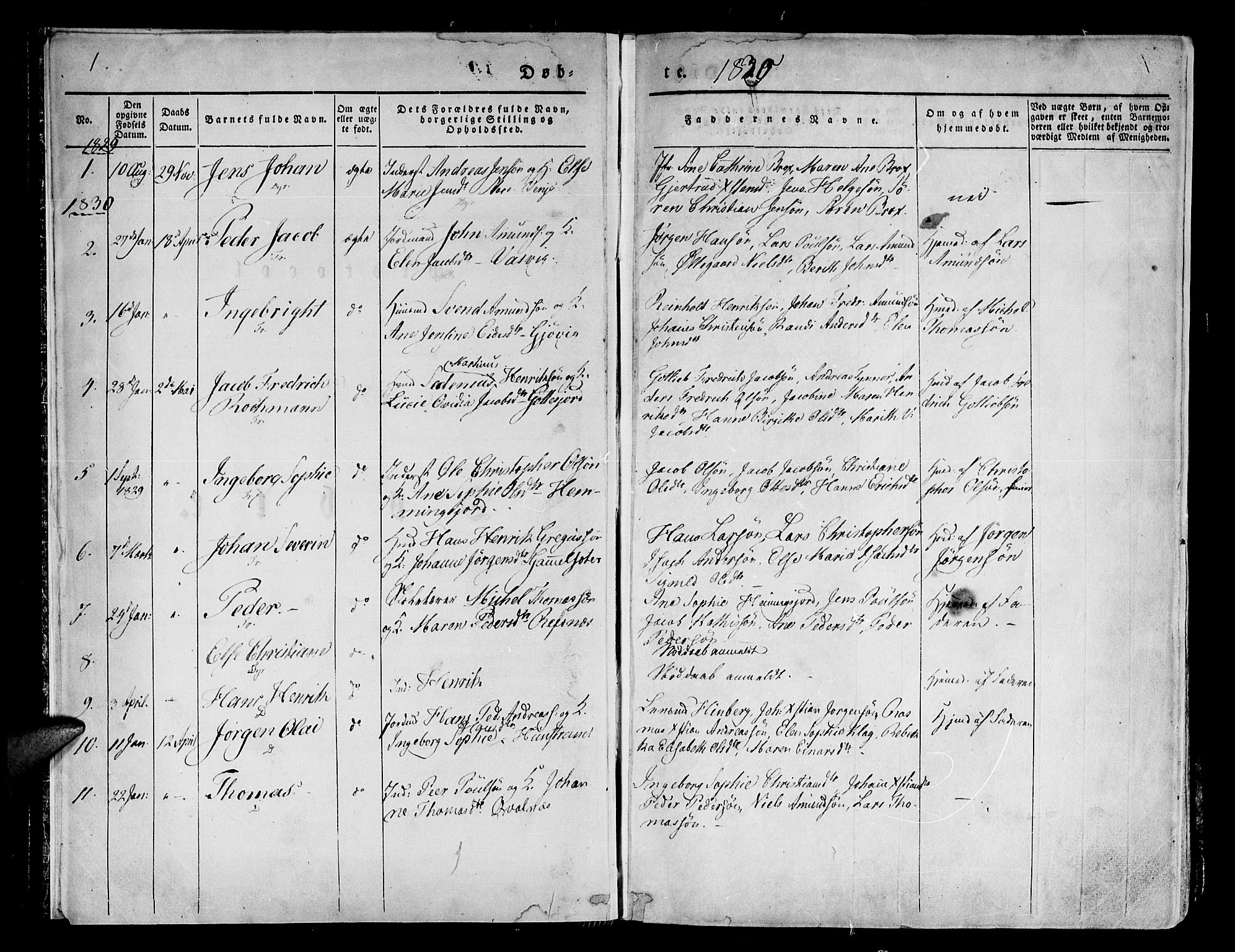 Tranøy sokneprestkontor, SATØ/S-1313/I/Ia/Iaa/L0005kirke: Parish register (official) no. 5, 1829-1844, p. 1