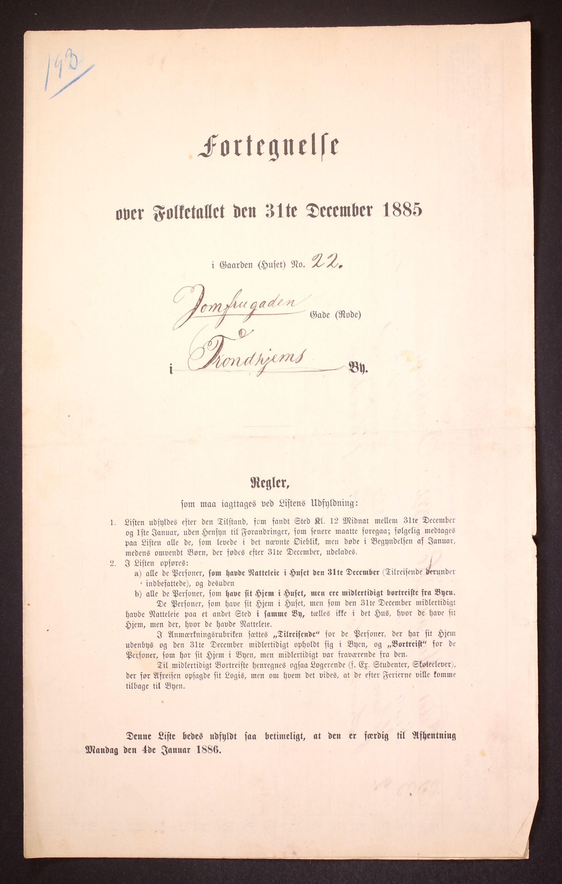 SAT, 1885 census for 1601 Trondheim, 1885, p. 1511