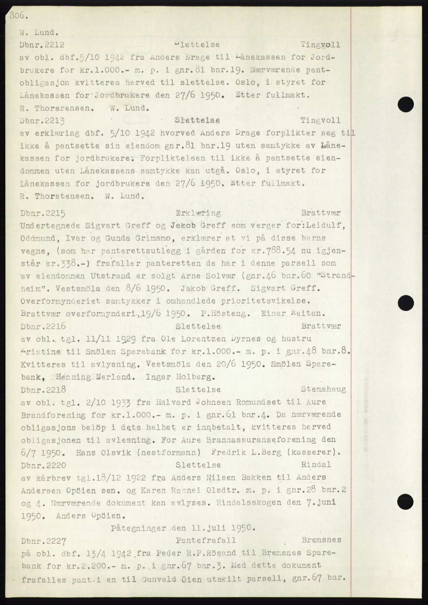 Nordmøre sorenskriveri, SAT/A-4132/1/2/2Ca: Mortgage book no. C82b, 1946-1951, Diary no: : 2212/1950