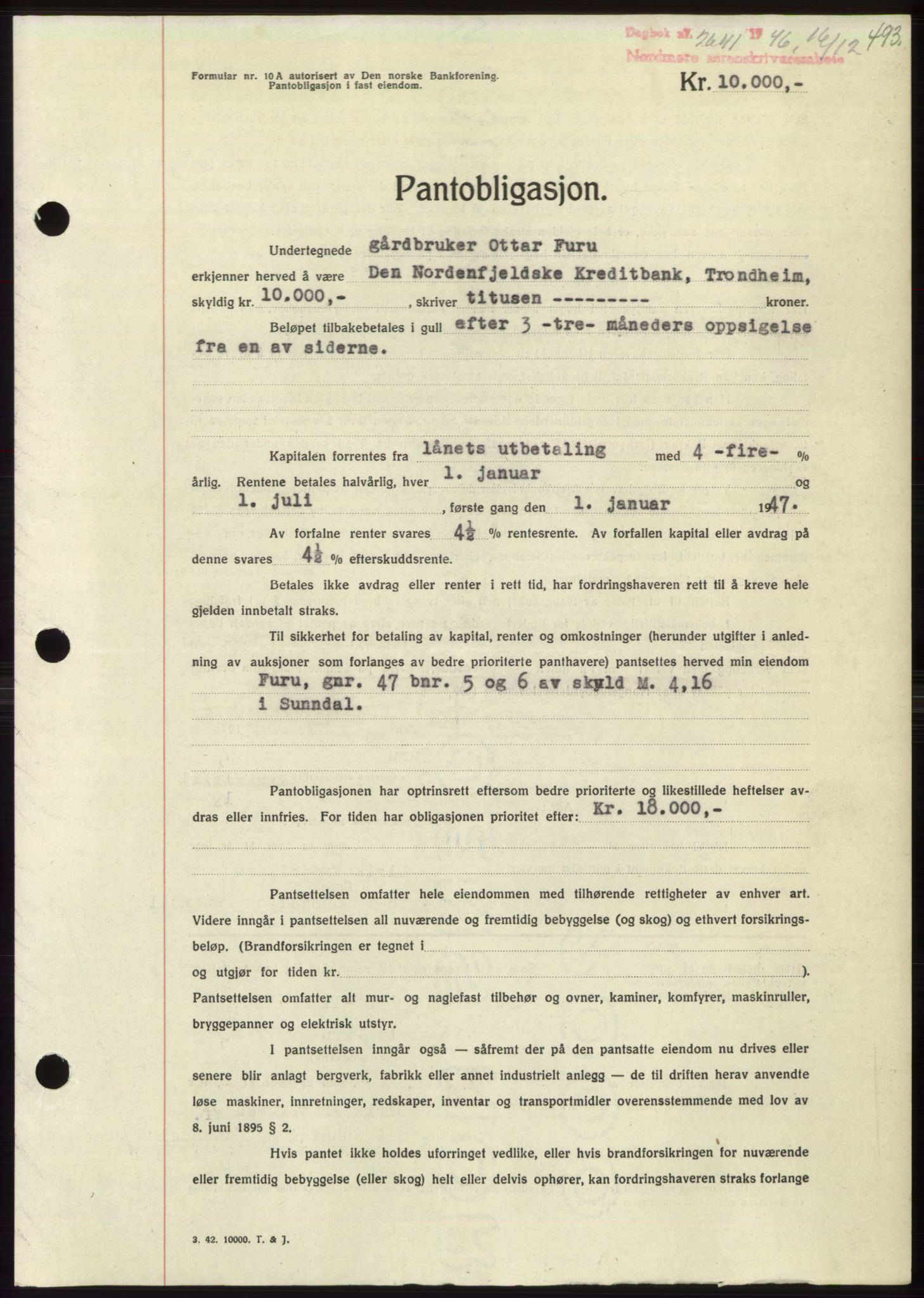 Nordmøre sorenskriveri, AV/SAT-A-4132/1/2/2Ca: Mortgage book no. B95, 1946-1947, Diary no: : 2641/1946